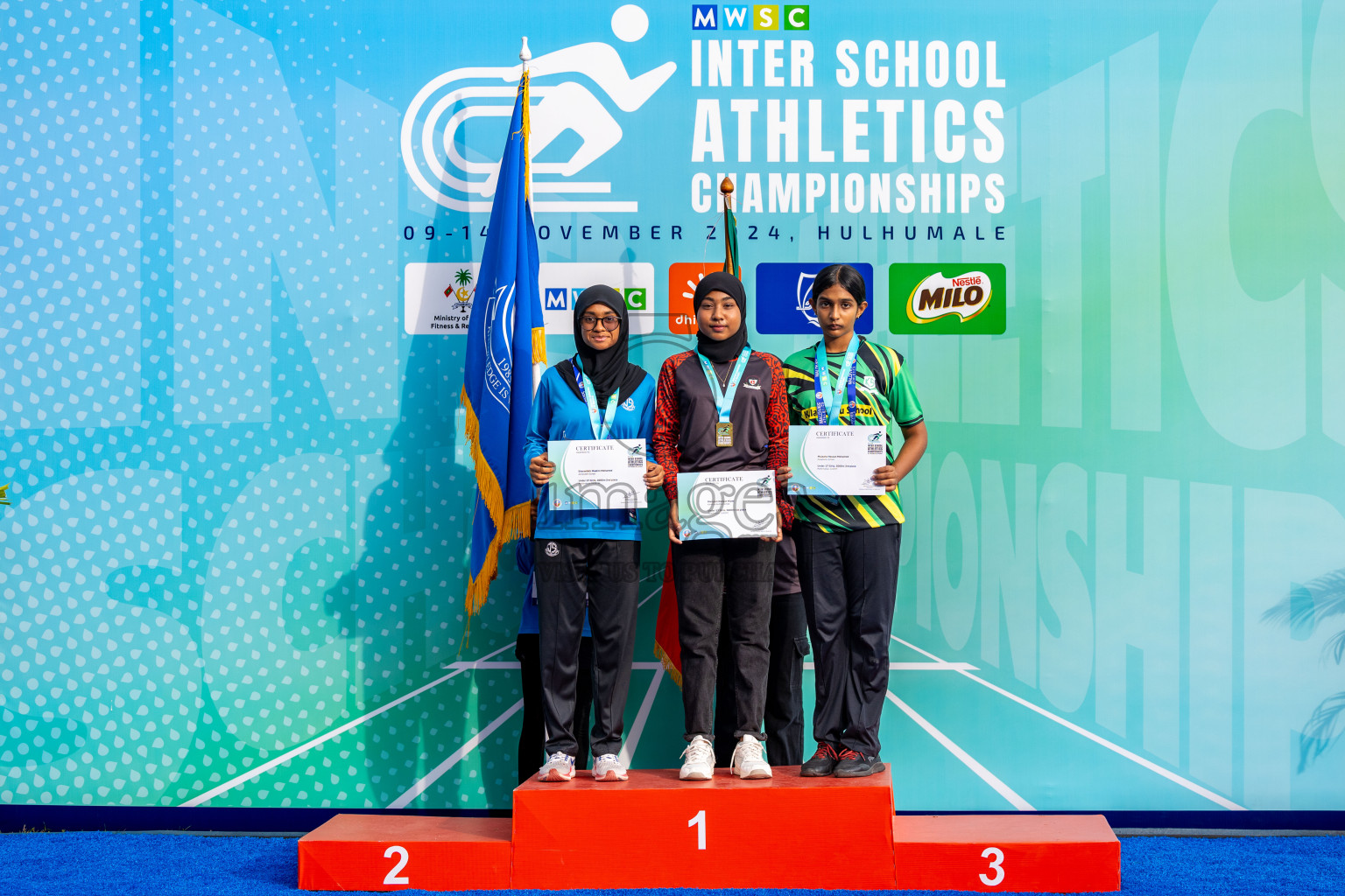 Day 6 of MWSC Interschool Athletics Championships 2024 held in Hulhumale Running Track, Hulhumale, Maldives on Thursday, 14th November 2024. Photos by: Ismail Thoriq / Images.mv