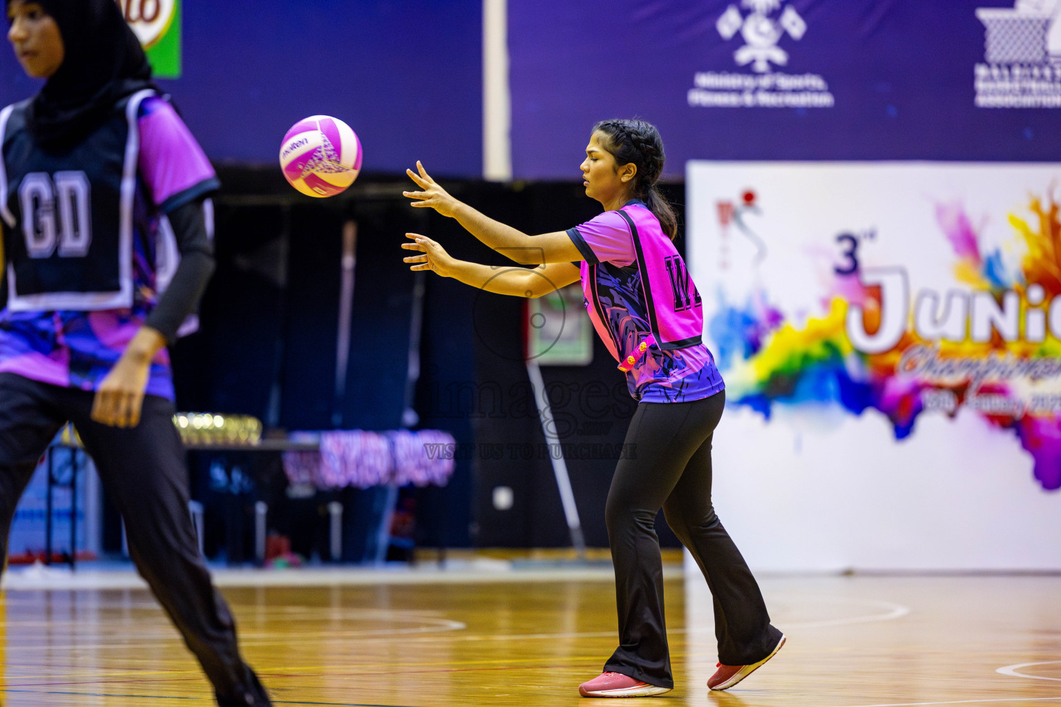 N Sports Academy B vs N Sports Academy A U17 Finals of 3rd Netball Junior Championship, held at Social Center on Saturday, 25th January 2025 . Photos: Nausham Waheed / images.mv