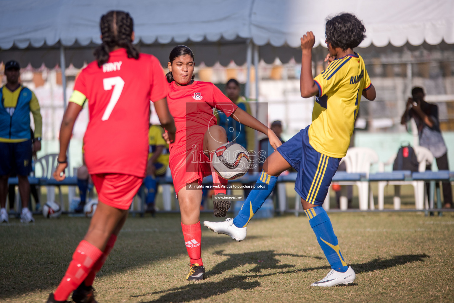 Friendly Match between Women Football's Academy vs Elizabeth Moir School held in Henveiru Stadium, Male' on 31st March 2019. (Photos: Ismail Thoriq / images.mv)