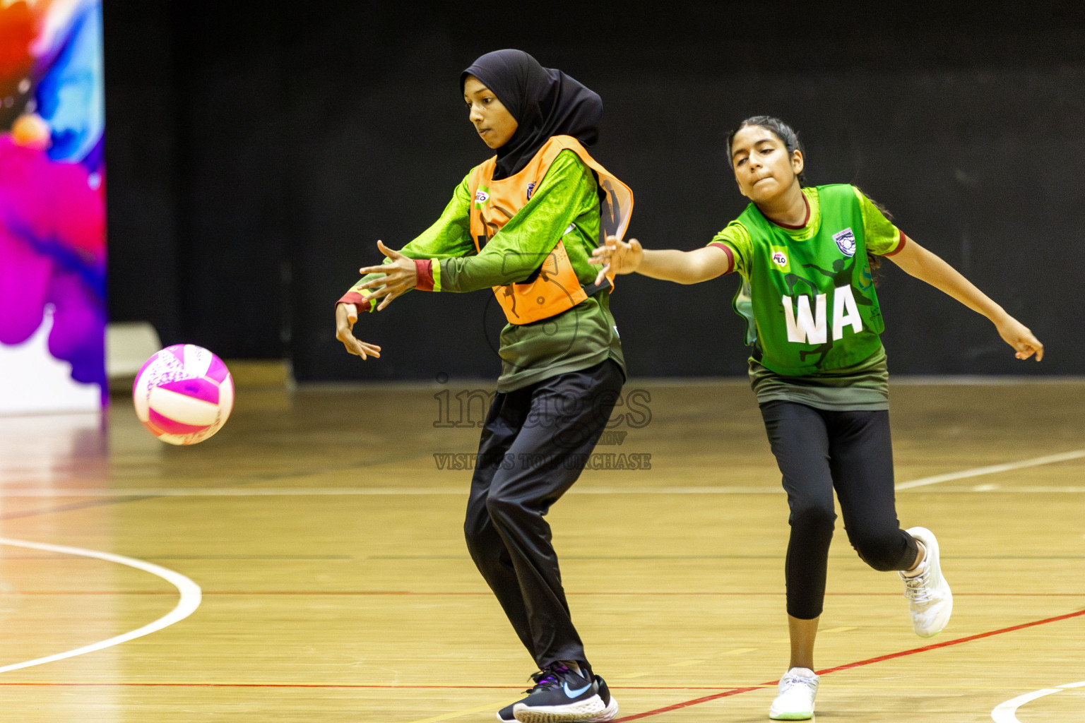 FIONTI A team vs Fionti SC in Day 5 of 3rd Netball Junior Championship, held at Social Center on Thursday 23rd January 2025 . Photos: Shuu Abdul Sattar / images.mv