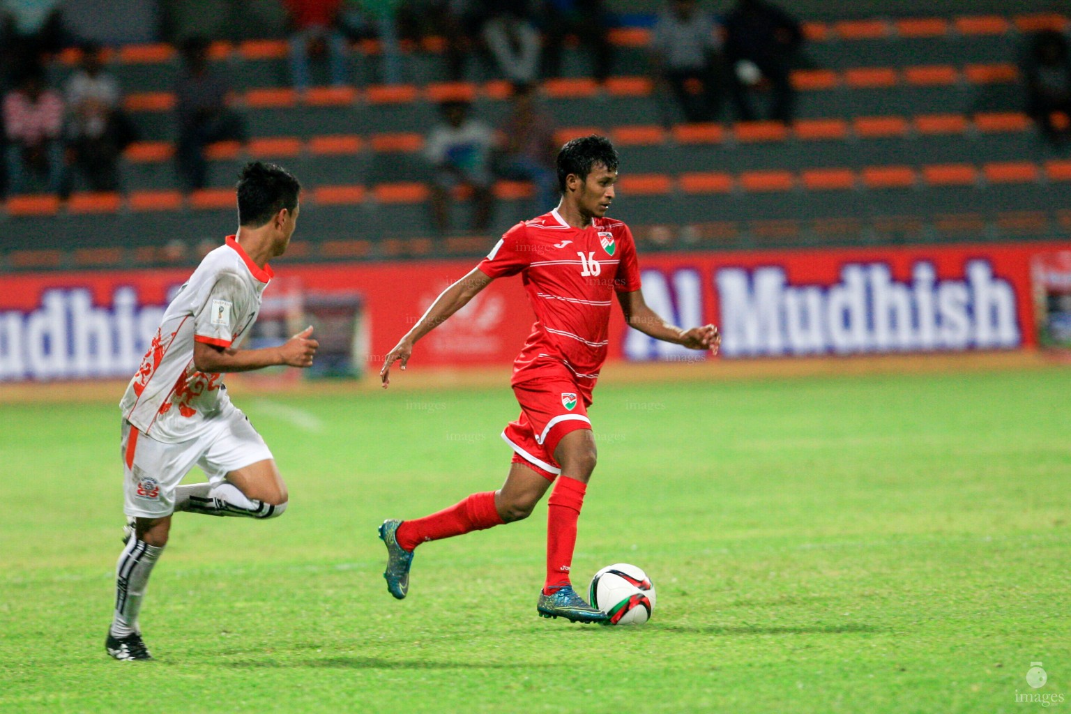 World Cup Qualification match between Maldives and Bhutan in Galolhu Grounds in Male', Maldives, Tuesday, March. 29, 2016. (Images.mv Photo/ Mohamed Ahsan).