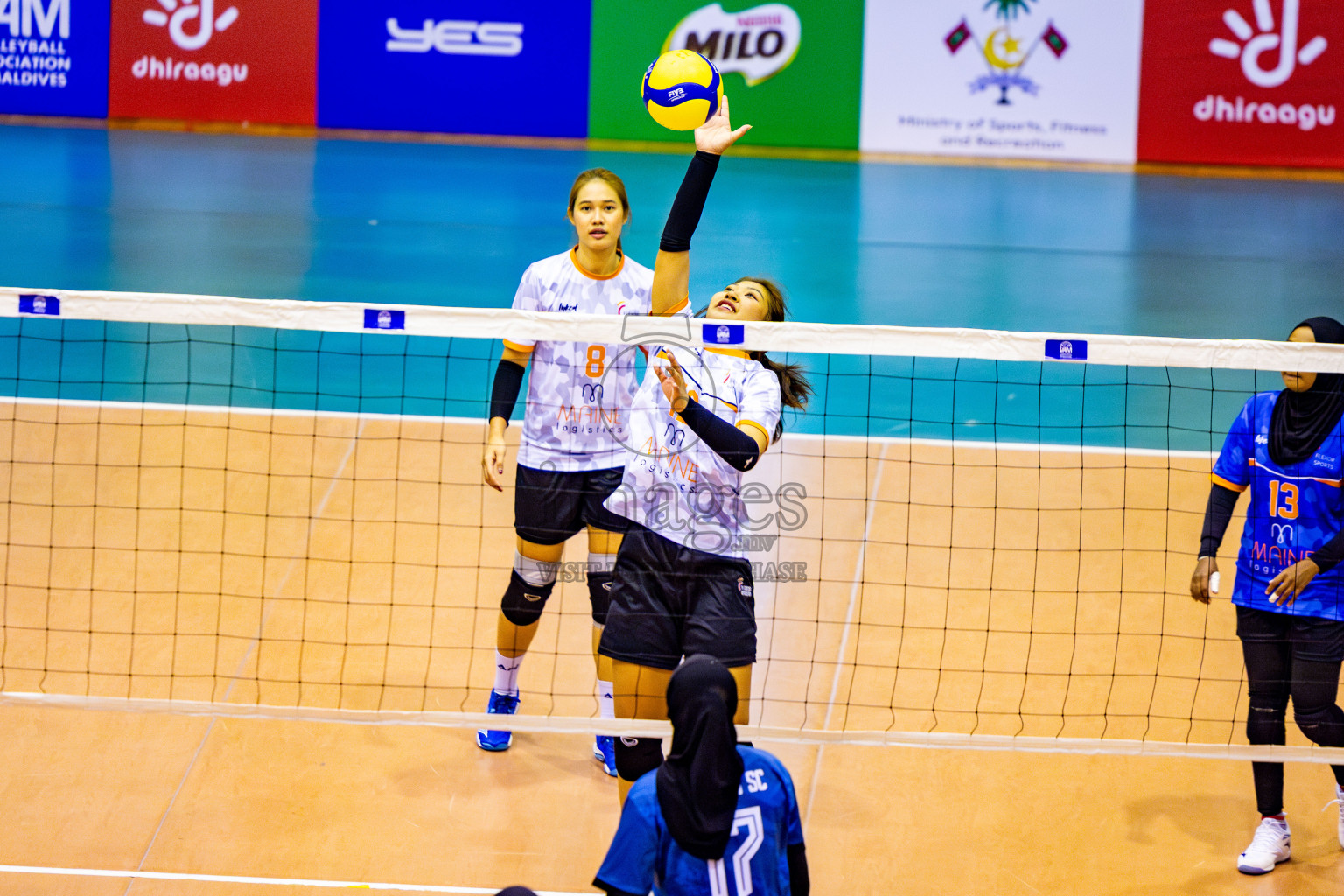 Asdhiqa Sports Club vs Flexor Sports Club in Day 5 of Women's Division of VAM Cup 2025 held in Male', Maldives on Sunday, 13th April 2025 at Social Center Indoor Hall Photos By: Nausham Waheed / images.mv
