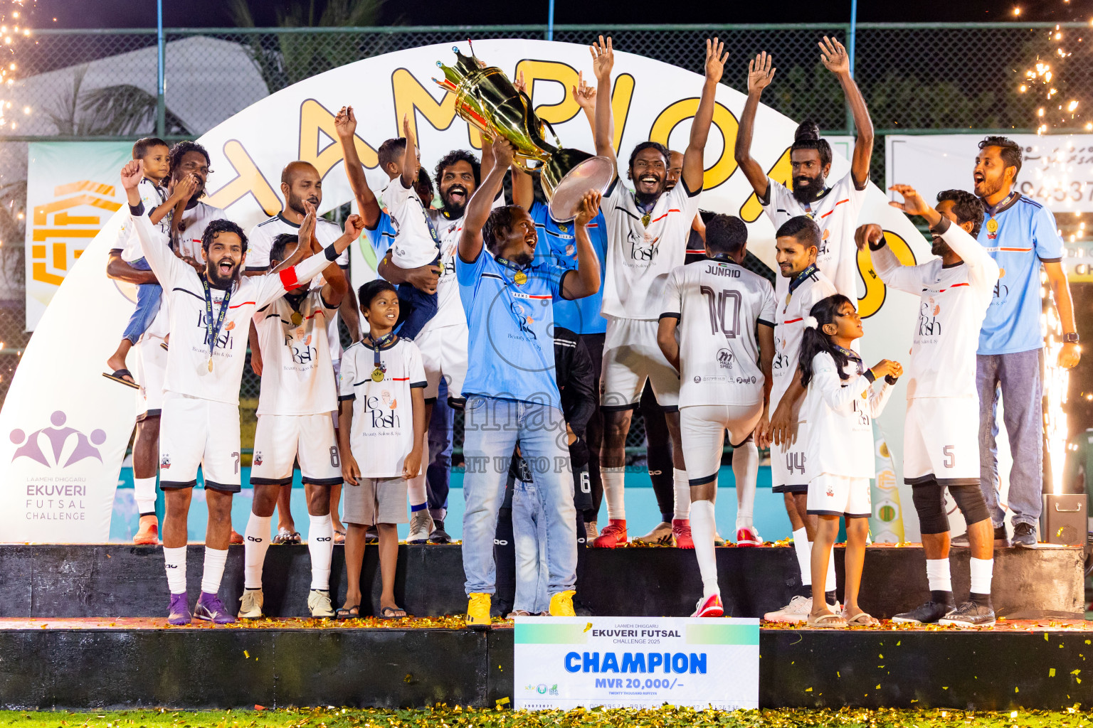 Ifhaams vs Dee Cee Jay SC in Final of Laamehi Dhiggaru Ekuveri Futsal Challenge 2025 was held on Tuesday, 29th July 2025, at Dhiggaru Futsal Ground, Dhiggaru, Maldives Photos: Nausham Waheed  / images.mv