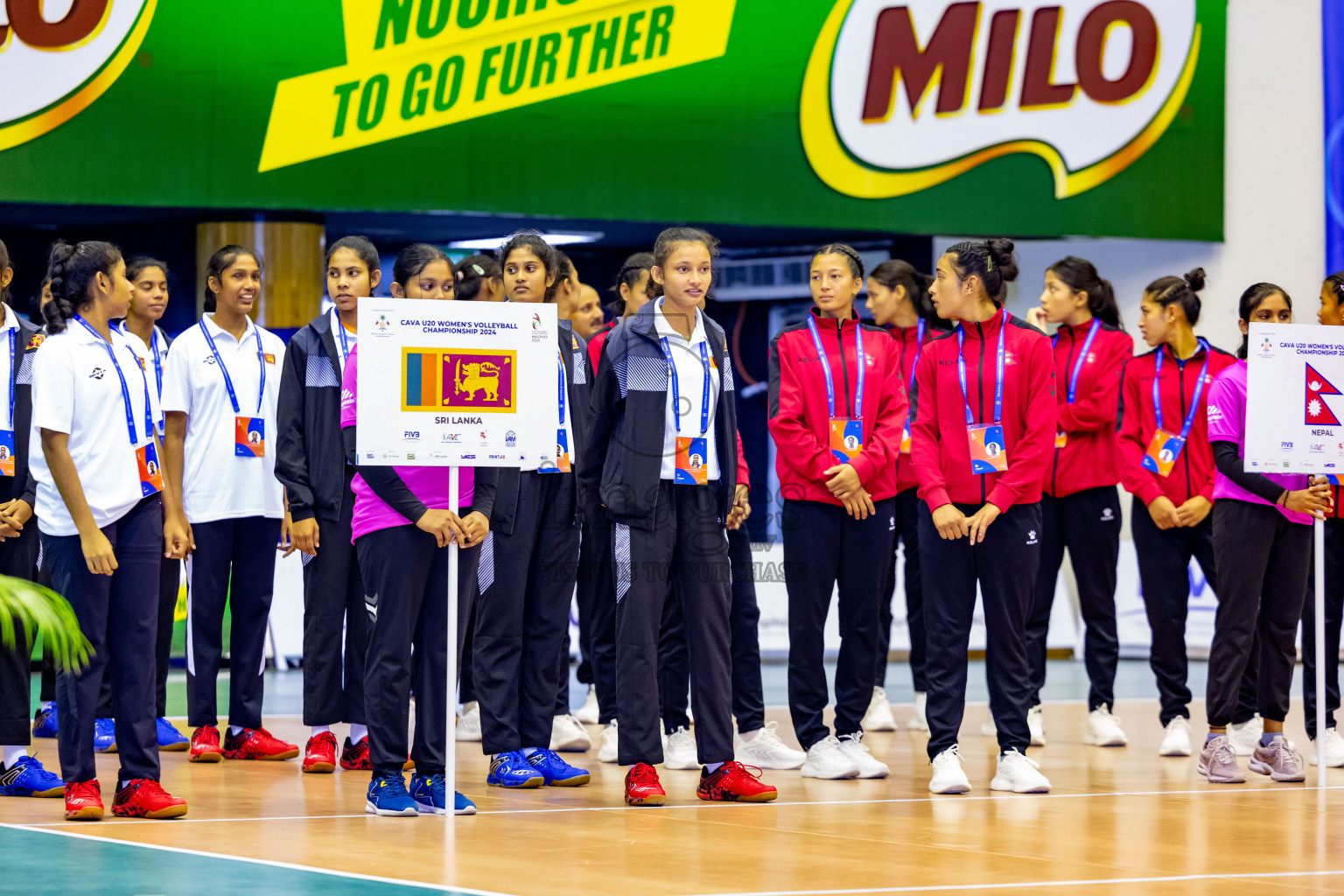 Nepal vs Sri Lanka in Day 1 of CAVA U20 Woman's Volleyball Championship 2024 was held in Social Center, Male', Maldives on 18th July 2024. Photos: Nausham Waheed / images.mv