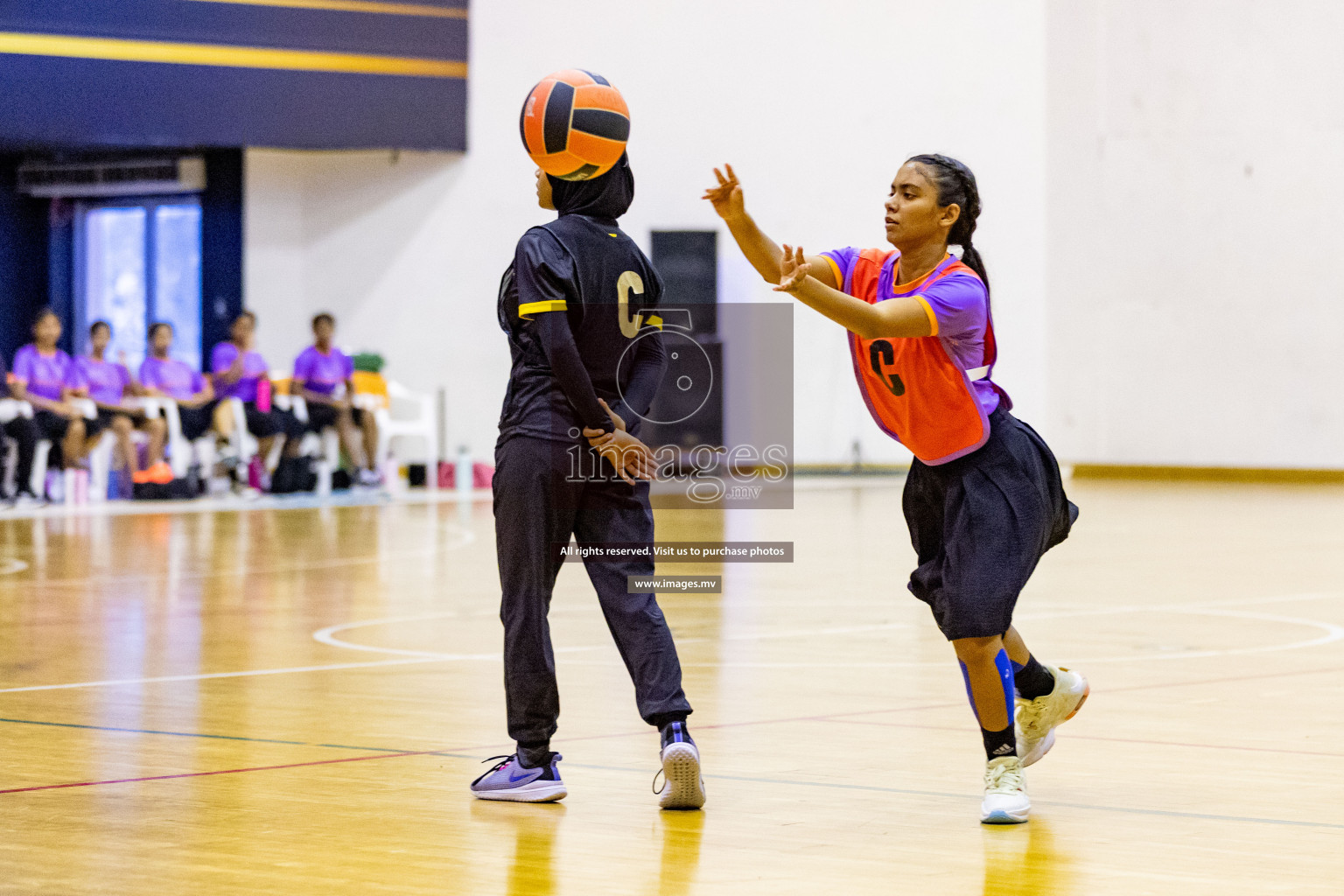 Day 9 of 24th Interschool Netball Tournament 2023 was held in Social Center, Male', Maldives on 4th November 2023. Photos: Hassan Simah / images.mv