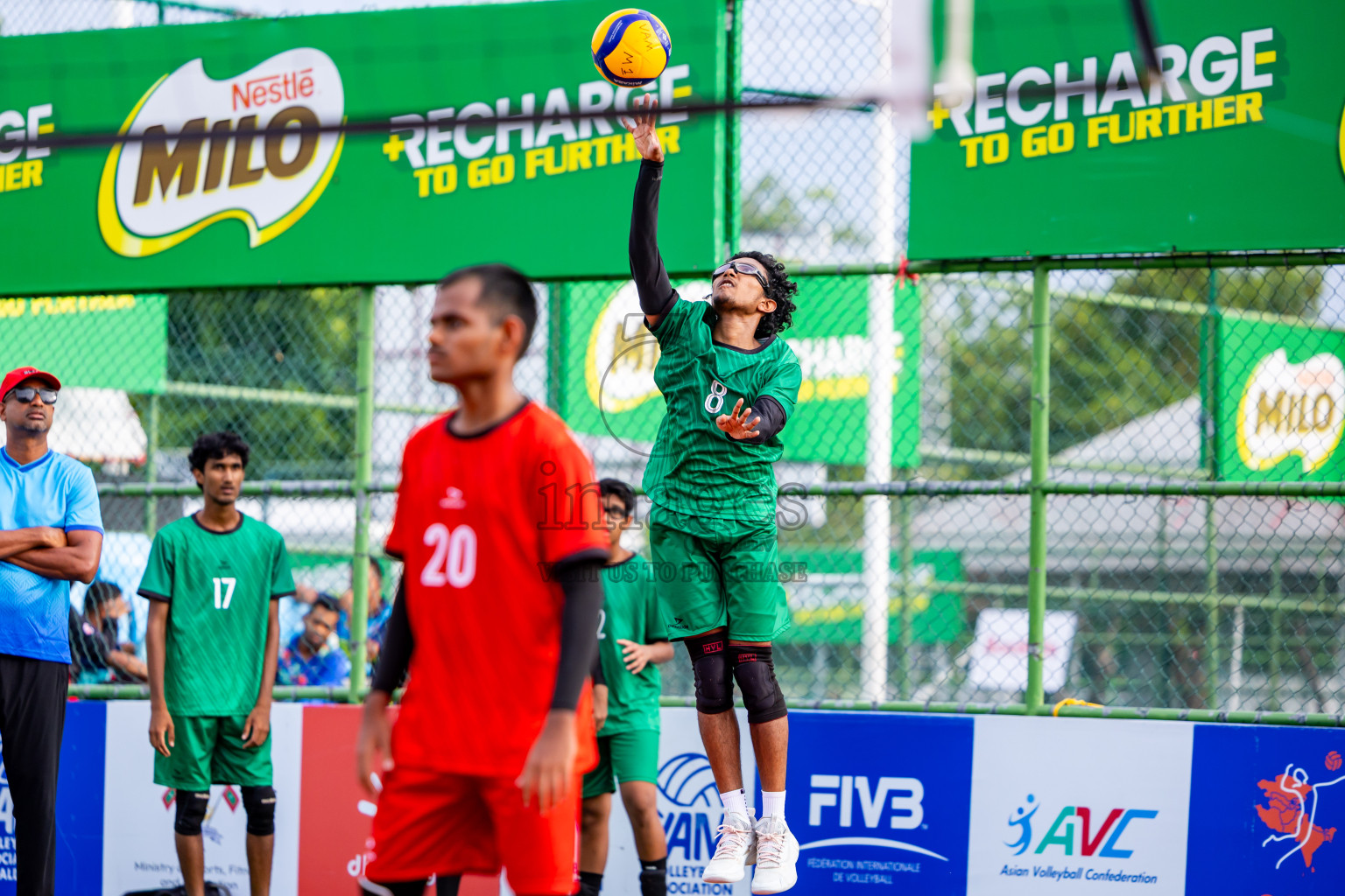 Sports Club Dhirun vs Goodies Sports Club in Milo National Junior Volleyball Championship 2025 Day 3 was held on Monday, 24th November 2025 at Ekuveni Turf Court Male', Maldives. Photos: Nausham Waheed / images.mv