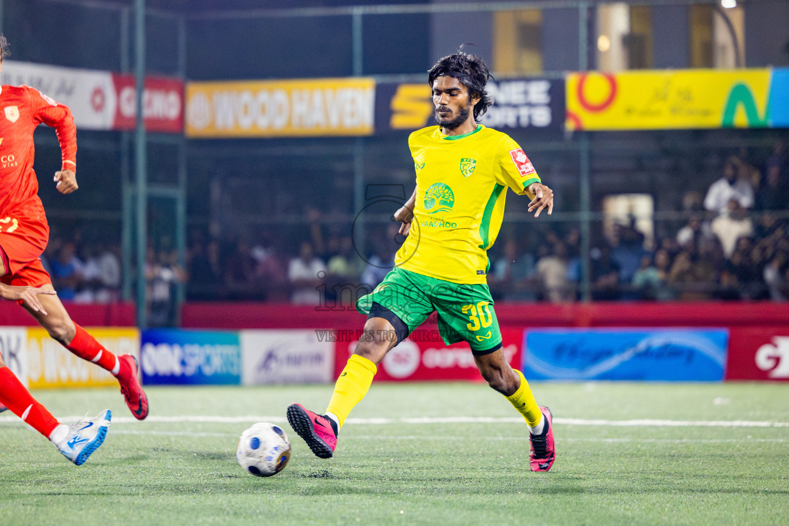 Gdh Vaadhoo vs GA Dhevvadhoo in zone round on Day 32 of Golden Futsal Challenge 2025 was held on Wednesday , 5th February 2025, in Hulhumale', Maldives. Photos: Nausham Waheed / images.mv