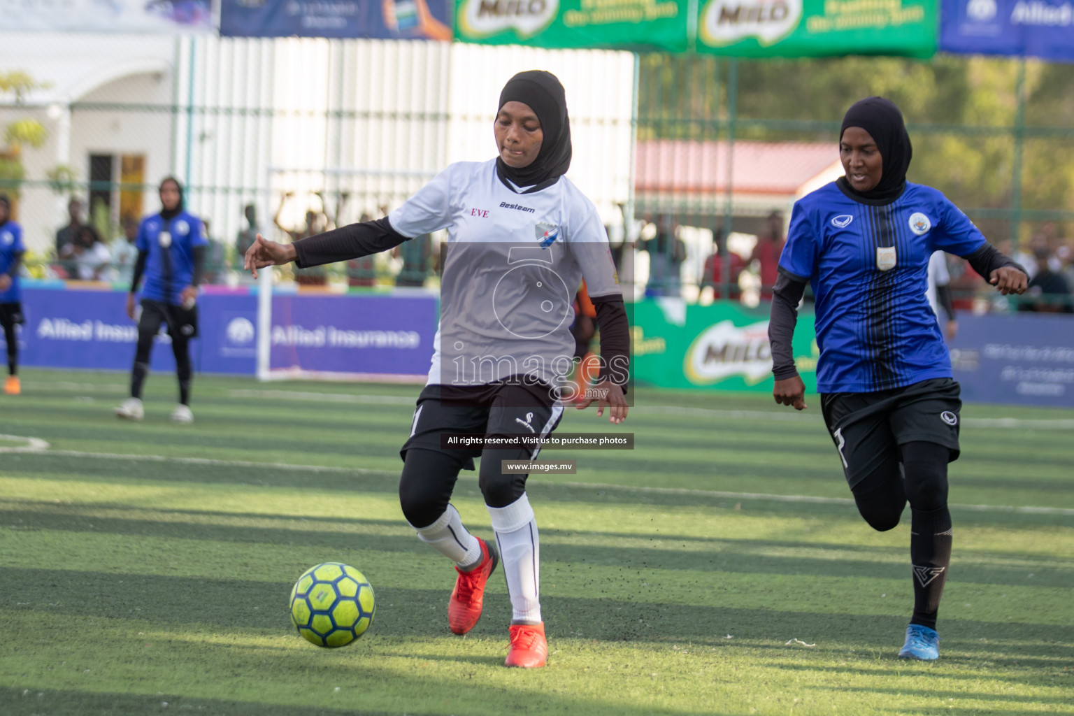 Maldives Ports Limited vs Dhivehi Sifainge Club in the semi finals of 18/30 Women's Futsal Fiesta 2019 on 27th April 2019, held in Hulhumale Photos: Hassan Simah / images.mv