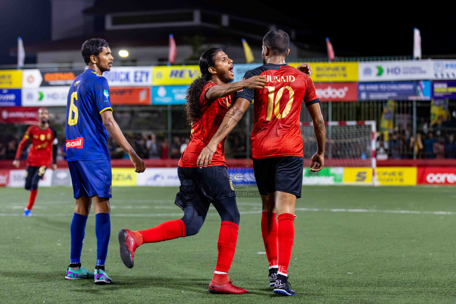 L. Gan VS B. Eydhafushi in the Finals of Golden Futsal Challenge 2024 which was held on Thursday, 7th March 2024, in Hulhumale', Maldives. 
Photos: Hassan Simah / images.mv