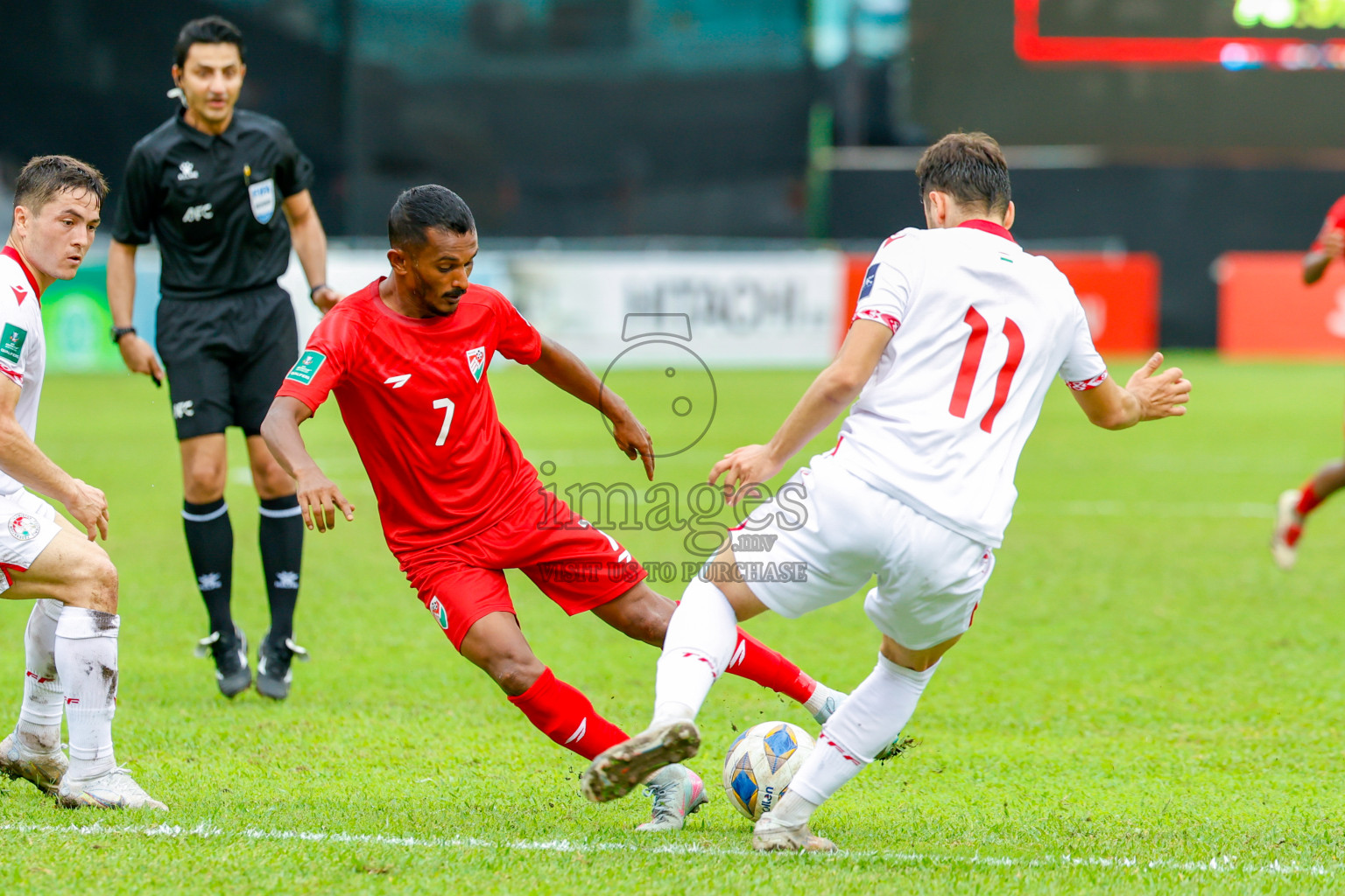 Maldives vs Tajikistan in the AFC Asian Cup Saudi Arabia 2027 Qualifier was played in Male' Maldives on Tuesday, 14th October 2025. 
Photos: Raaif Yoosuf / images.mv