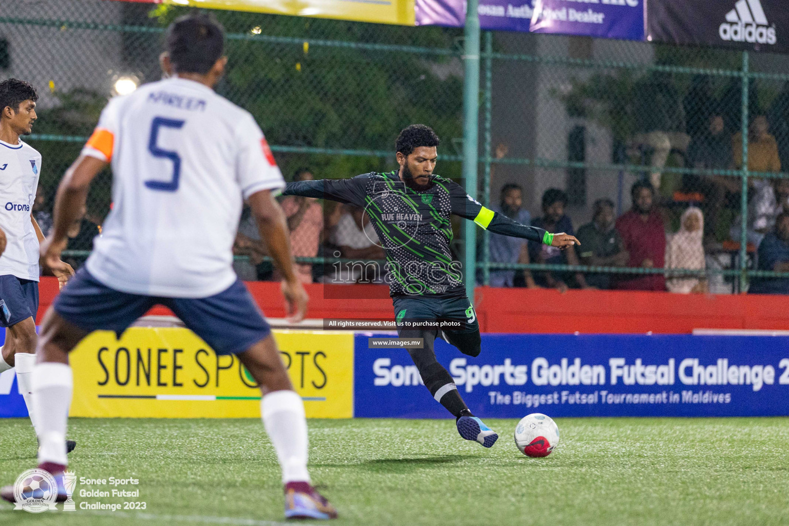 Sh. Feevah vs Sh. Lhaimagu in Day 4 of Golden Futsal Challenge 2023 on 08 February 2023 in Hulhumale, Male, Maldives