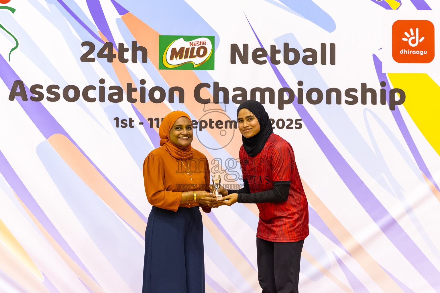 C Matrix vs KYRC in the Final of 24th Milo Netball Association Championship was held in Social Center at Male', Maldives on Thursday, 11th September 2025. Photos: Mohamed Mahfooz Moosa / images.mv