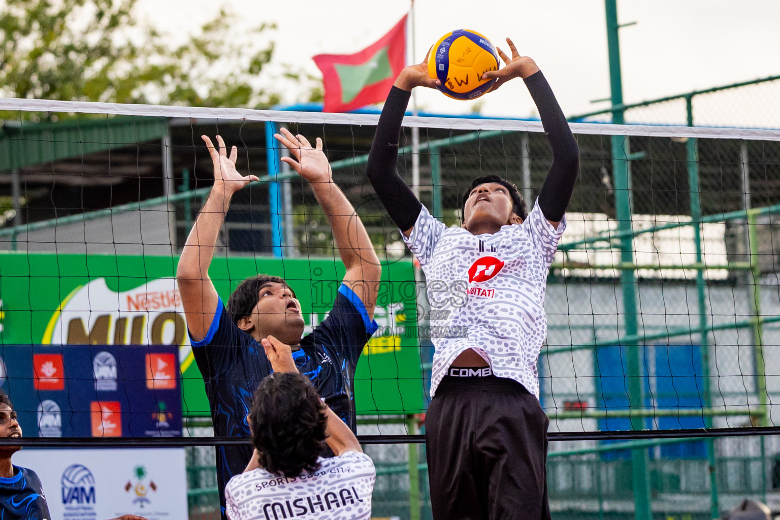 Club rising star academy vs Sports club city in Milo National Junior Volleyball Championship 2025 Day 2 was held on Sunday, 23rd November 2025 at Ekuveni Turf Court Male', Maldives. Photos: Nausham Waheed / images.mv