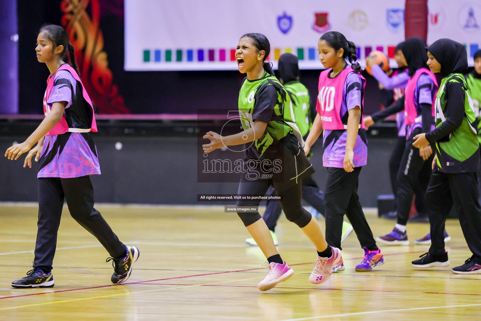 Day 9 of 24th Interschool Netball Tournament 2023 was held in Social Center, Male', Maldives on 4th November 2023. Photos: Hassan Simah / images.mv