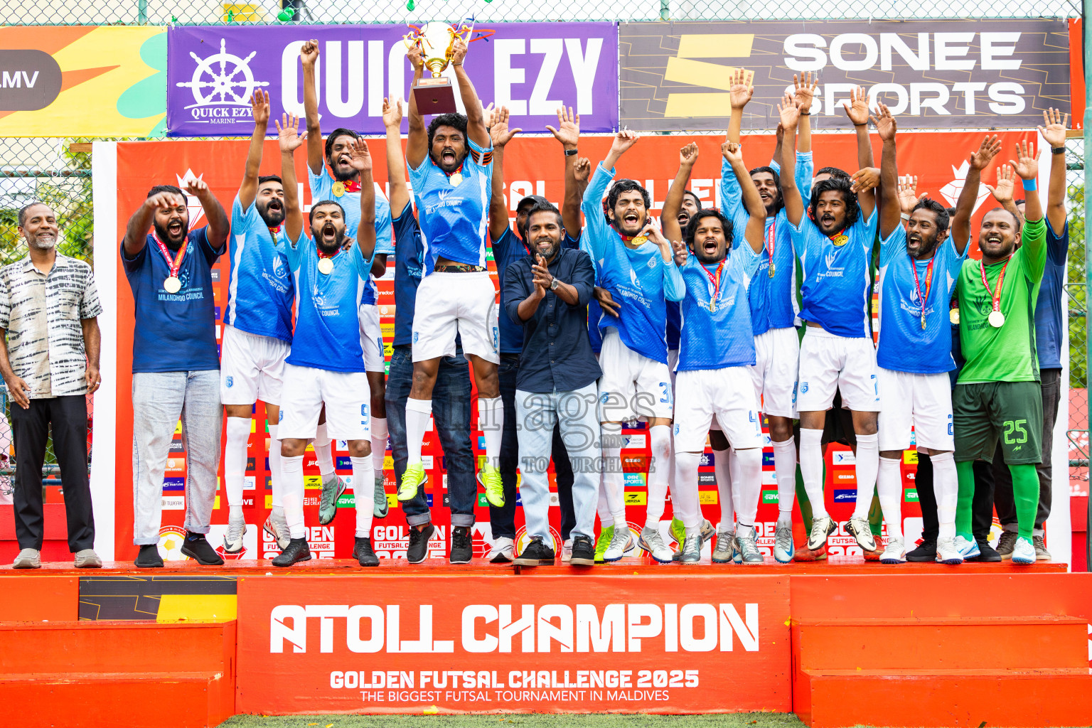 Sh Kanditheemu vs Sh Milandhoo in Day 21 of Golden Futsal Challenge 2025 was held on Saturday , 25th January 2025, in Hulhumale', Maldives.
Photos: Ismail Thoriq / images.mv