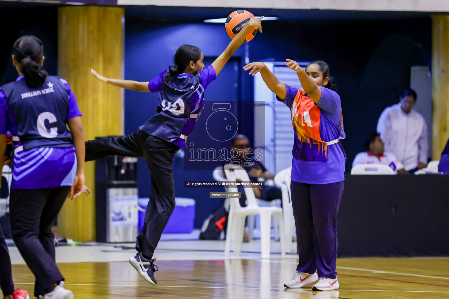 Day 9 of 24th Interschool Netball Tournament 2023 was held in Social Center, Male', Maldives on 4th November 2023. Photos: Hassan Simah / images.mv