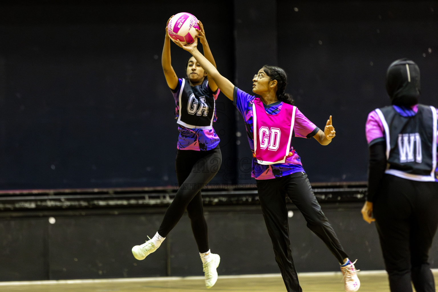 N Sports Academy B vs N Sports Academy A in Day 6 of 3rd Netball Junior Championship, held at Social Center on Friday 24th January 2025 . Photos: Shuu Abdul Sattar / images.mv