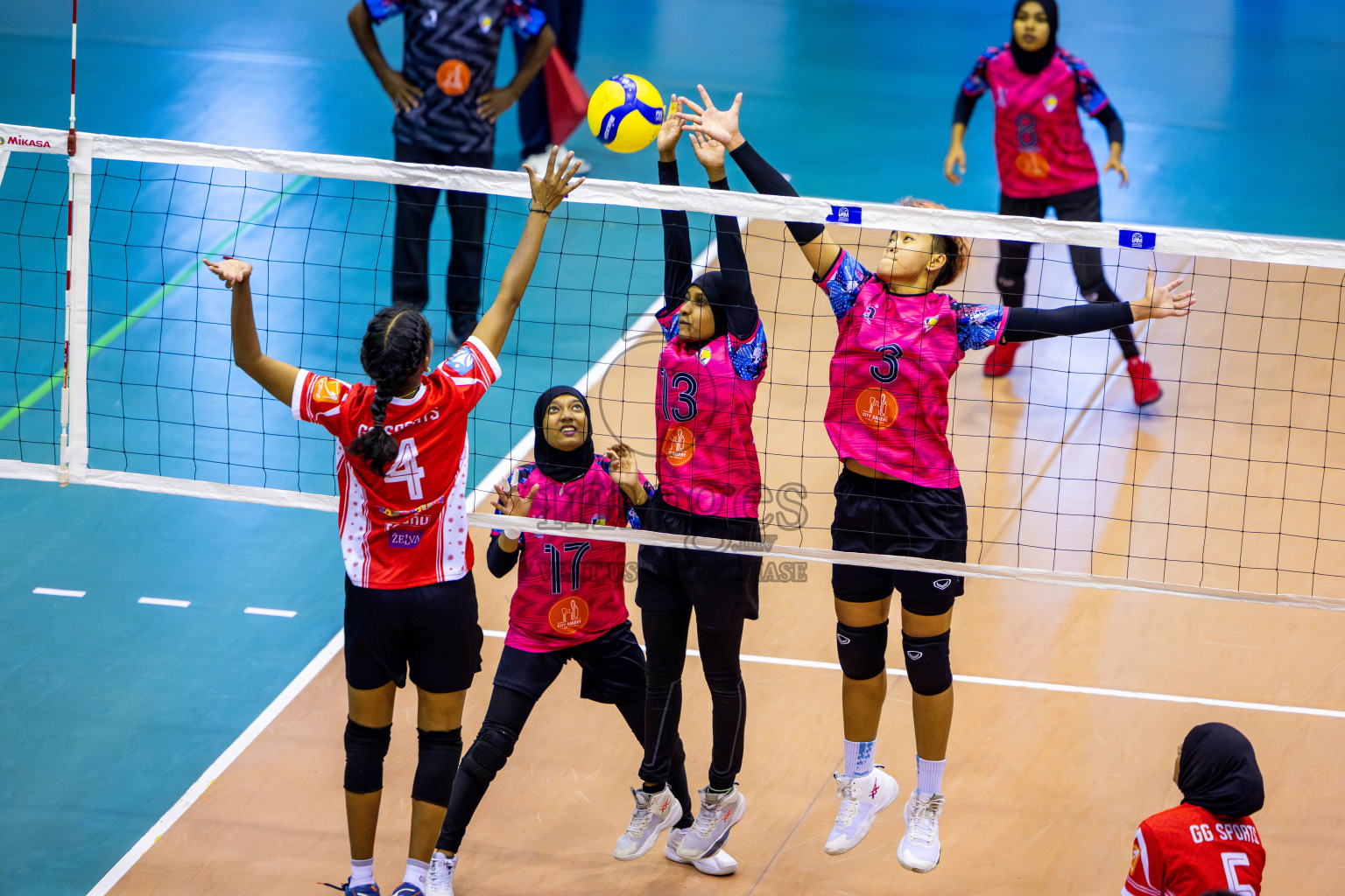 Good Games Sports Academy vs Volleyball Youth New Generation in Day 5 of Women's Division of VAM Cup 2025 held in Male', Maldives on Sunday, 13th April 2025 at Social Center Indoor Hall Photos By: Nausham Waheed / images.mv