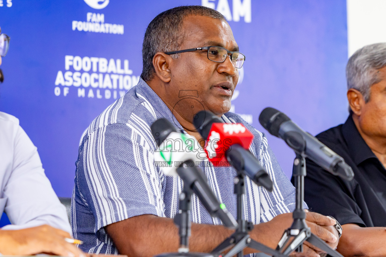 Press conference by FAM Normalization Committee was held at National Stadium in Male', Maldives on Sunday, 18th September 2024. Photos: Nausham Waheed / images.mv