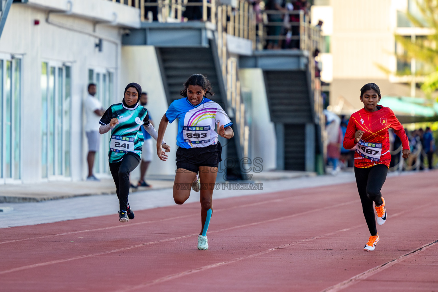 Day 1 of MWSC Interschool Athletics Championships 2024 held in Hulhumale Running Track, Hulhumale, Maldives on Saturday, 9th November 2024. 
Photos by: Hassan Simah / Images.mv