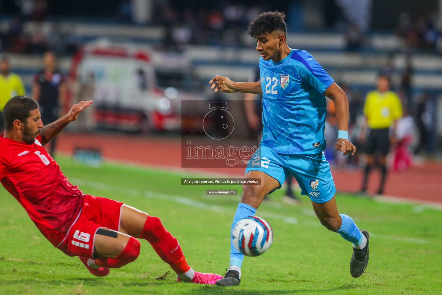 Lebanon vs India in the Semi-final of SAFF Championship 2023 held in Sree Kanteerava Stadium, Bengaluru, India, on Saturday, 1st July 2023. Photos: Hassan Simah / images.mv