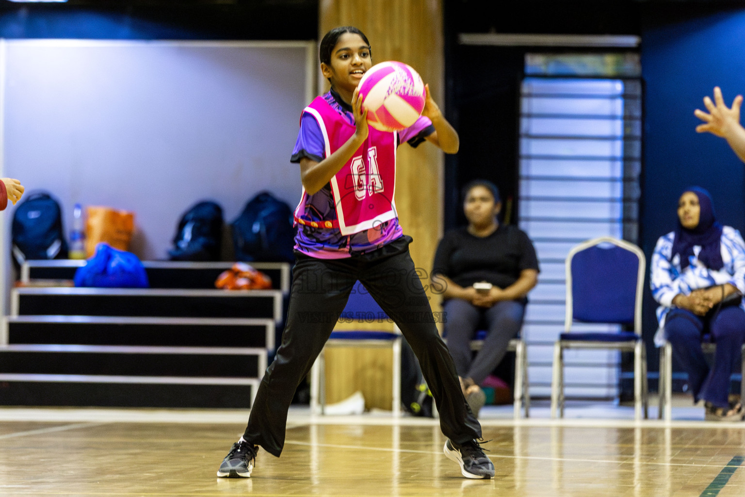 N Sports Academy vs FIONTI Sports Academy in Day 5 of 3rd Netball Junior Championship, held at Social Center on Thursday 23rd January 2025 . Photos: Shuu Abdul Sattar / images.mv