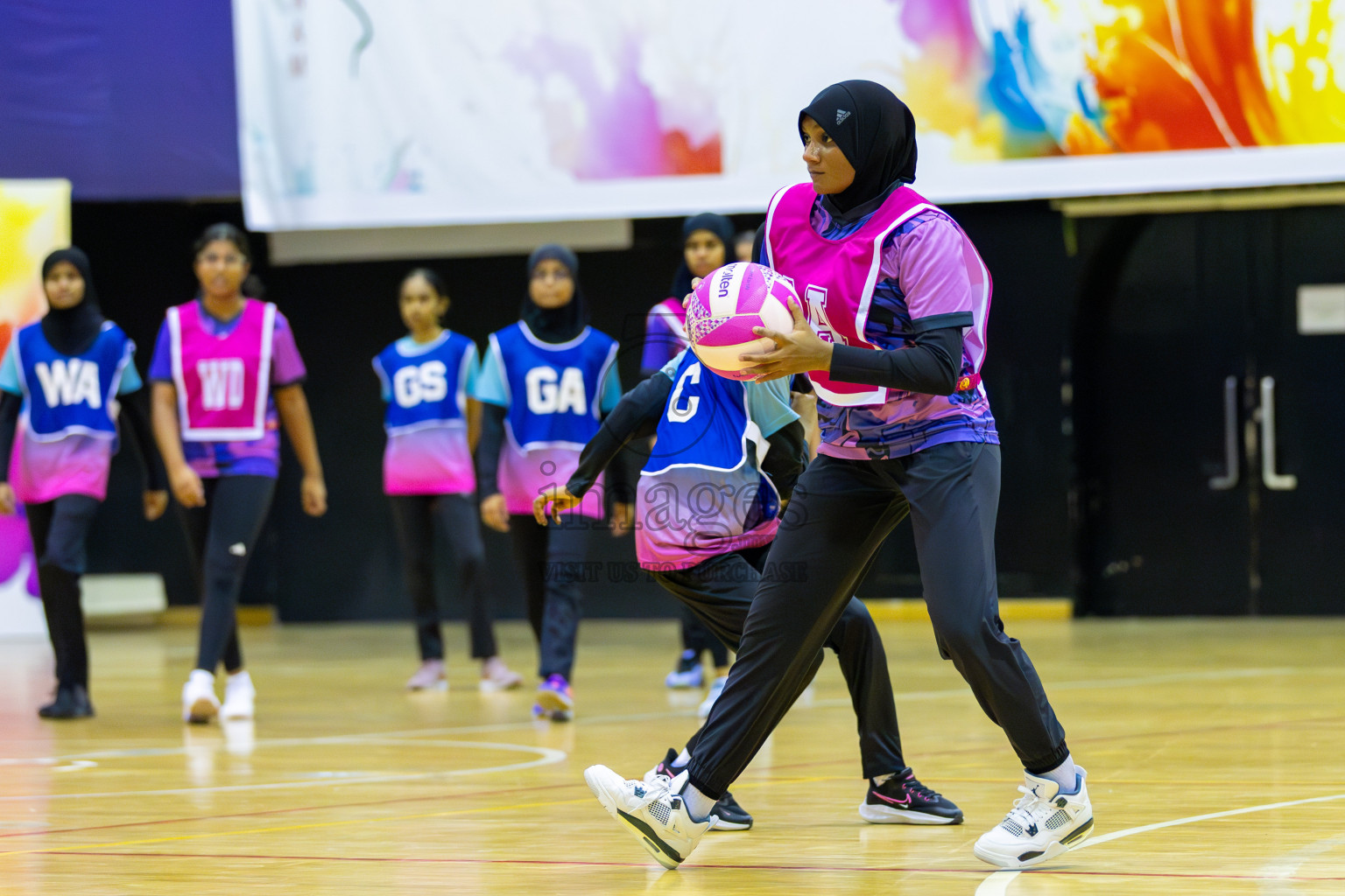 N Sports Academy A vs Young Netballers B in Day 1 of 3rd Junior Championship - Netball association of Maldives, held at Social Center on 19th January 2025 . Photos by Shuu Abdul Sattar