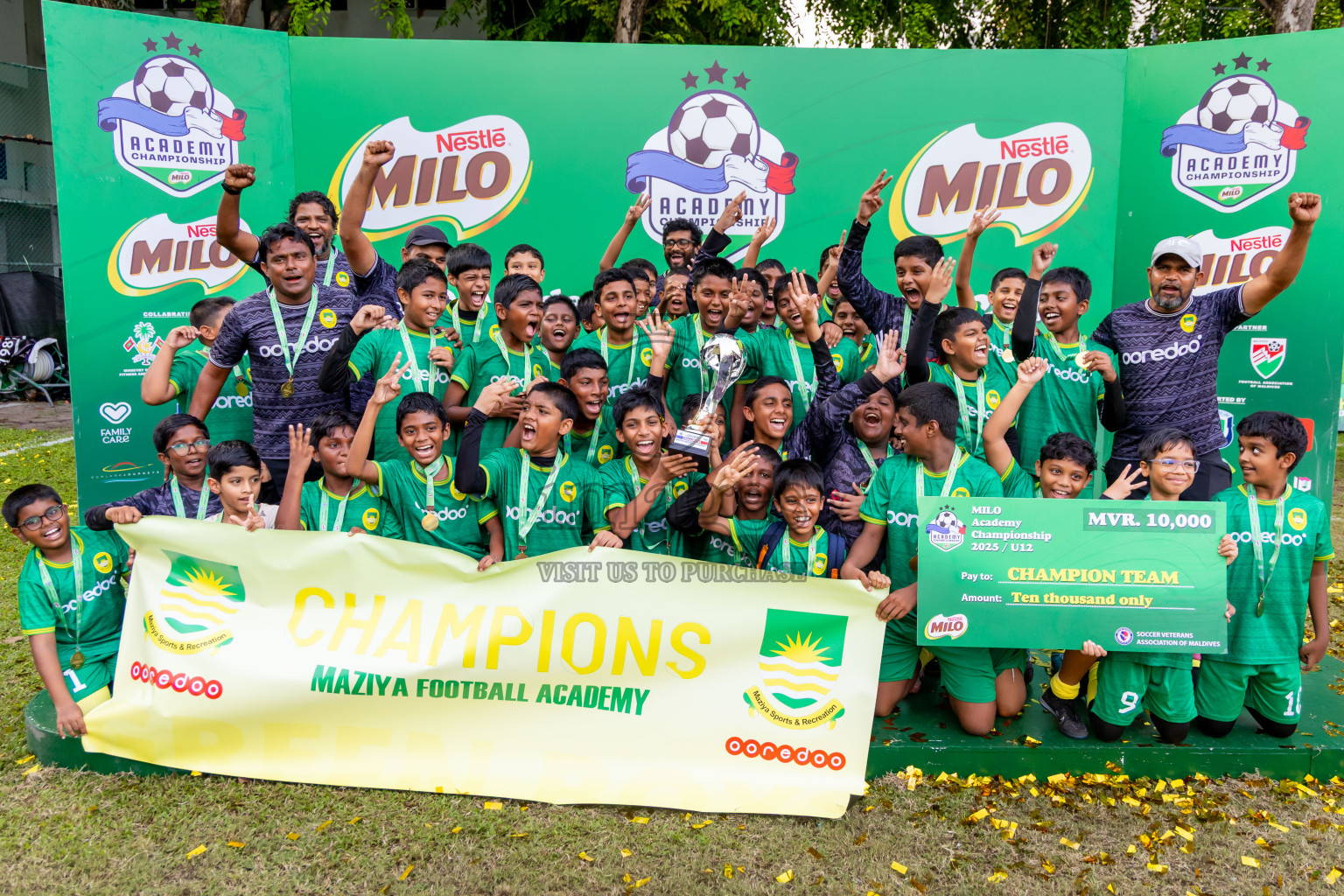 Day 3 of MILO Academy Championship 2025 (U-12) was held at Henveiru Stadium in Male', Maldives on Saturday, 3rd May 2025. Photos: Nausham Waheed / images.mv