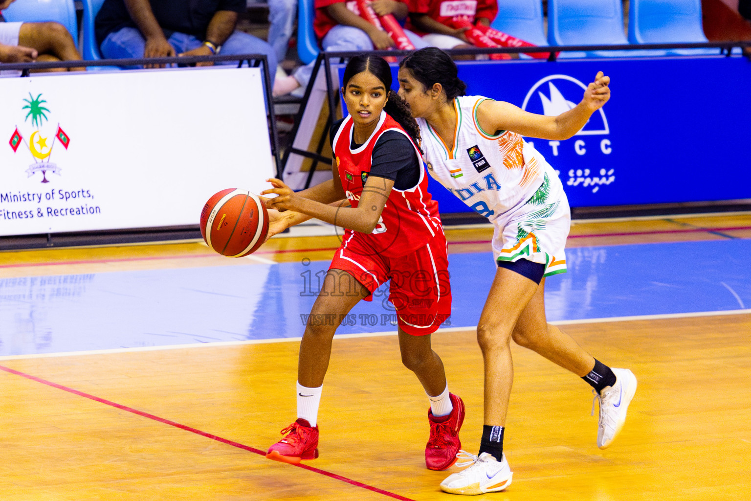 Maldives vs India in Day 3 of Under 16 Woman's Asian Cup SABA Qualifiers 2025 was held in Social Center, Male', Maldives on Saturday, 14th June 2025. Photos: Nausham Waheed / images.mv