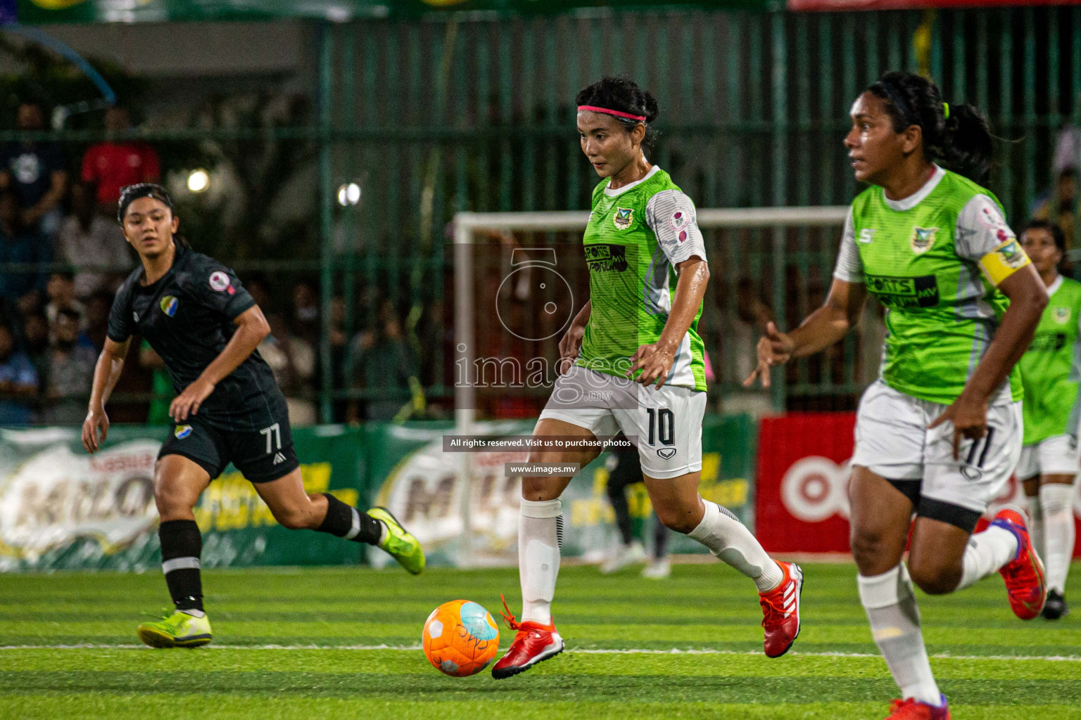 Club WAMCO vs DSC in the Semi Finals of 18/30 Women's Futsal Fiesta 2021 held in Hulhumale, Maldives on 14th December 2021. Photos: Shu Abdul Sattar / images.mv