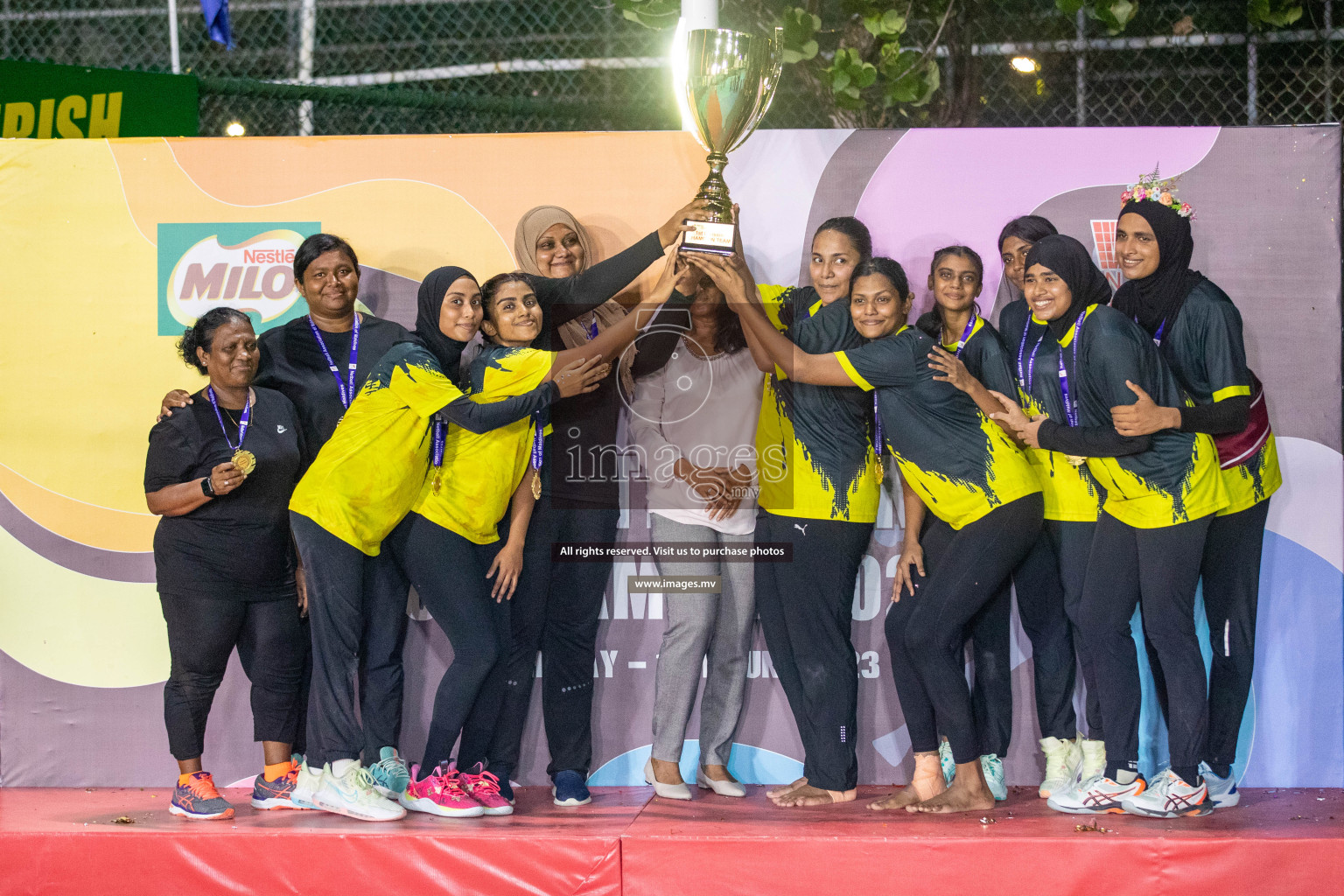 Final of 20th Milo National Netball Tournament 2023, held in Synthetic Netball Court, Male', Maldives on 11th June 2023 Photos: Nausham Waheed/ Images.mv