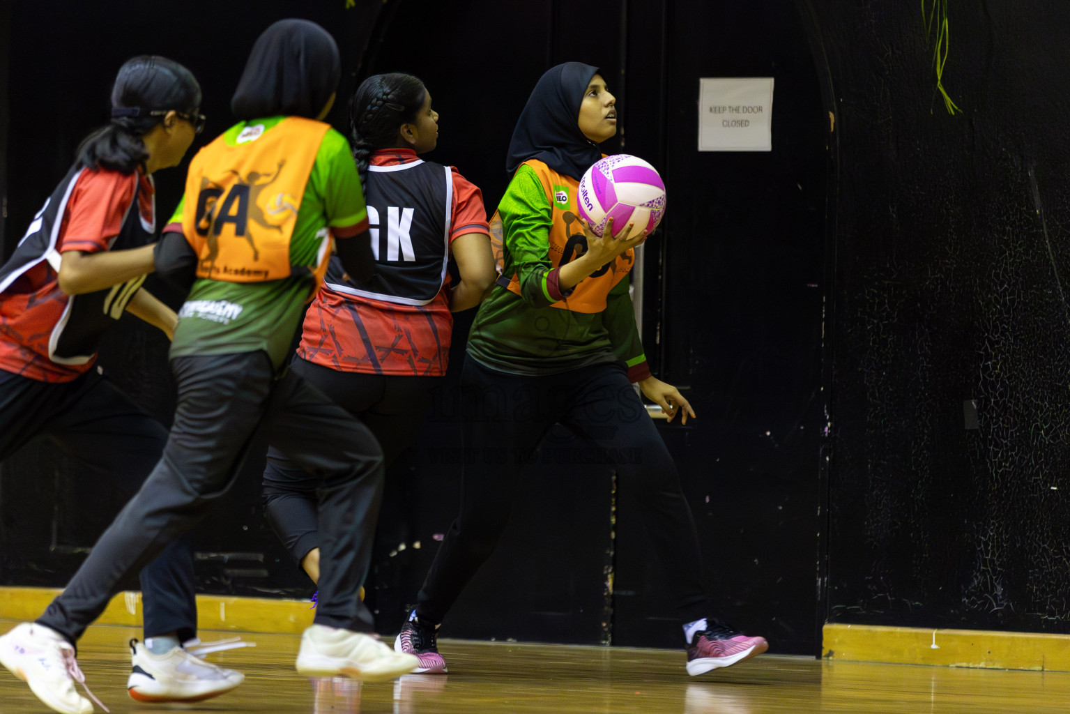 Fionti A team vs AIS Netball Academy in Day 3 of 3rd Netball Junior Championship, held at Social Center on Wednesday 22nd January 2025 . Photos: Shuu Abdul Sattar / images.mv