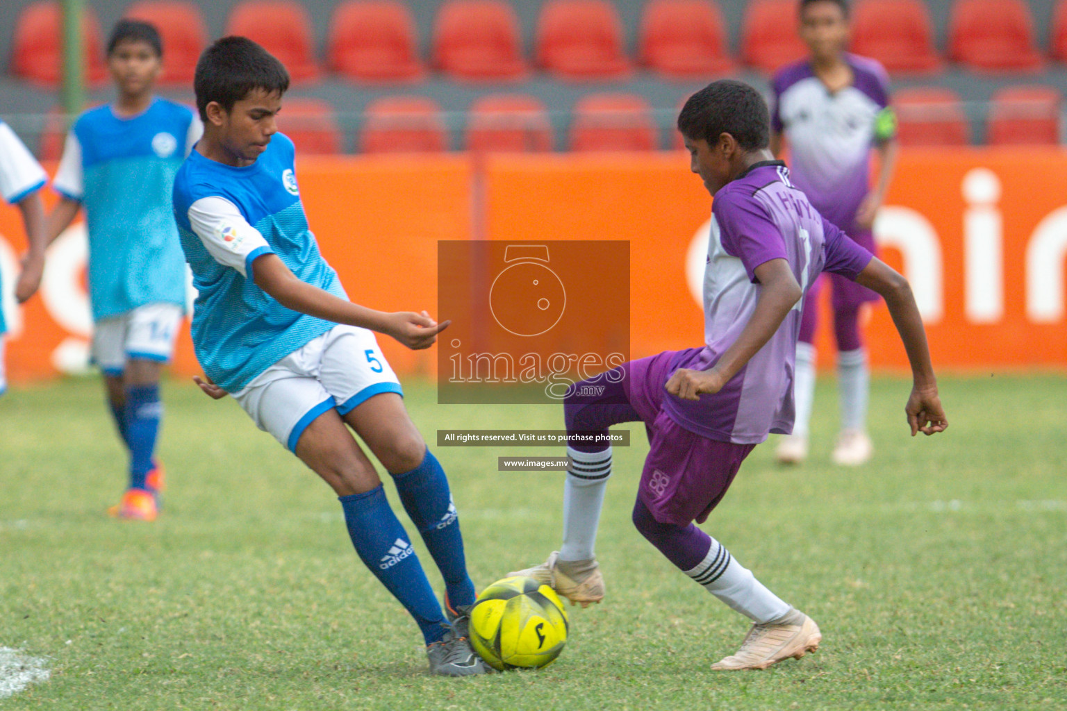 Hiriya School vs LH.EDU.CENTRE in MAMEN Inter School Football Tournament 2019 (U13) in Male, Maldives on 19th April 2019 Photos: Hassan Simah/images.mv