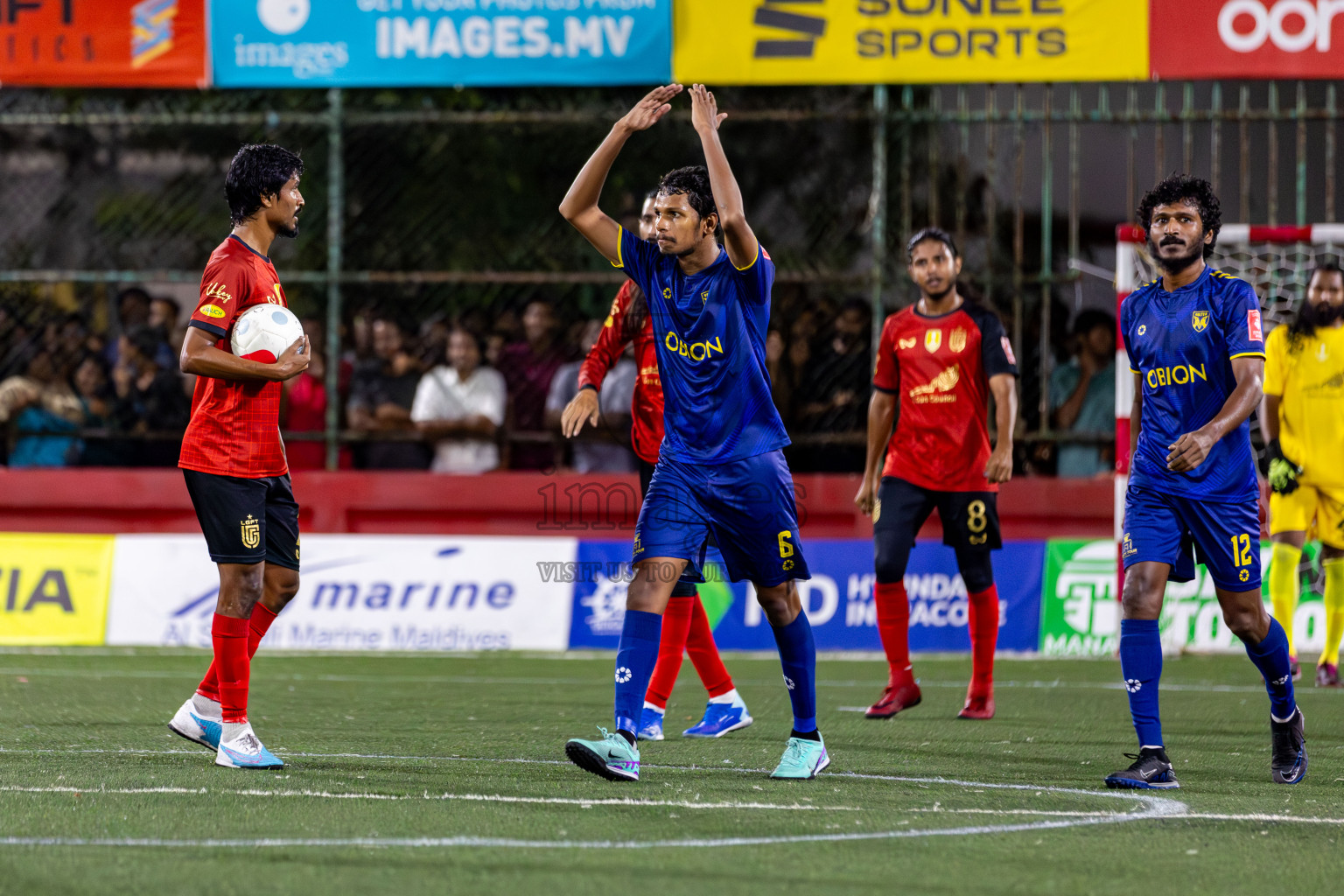 L. Gan VS B. Eydhafushi in the Finals of Golden Futsal Challenge 2024 which was held on Thursday, 7th March 2024, in Hulhumale', Maldives. 
Photos: Hassan Simah / images.mv