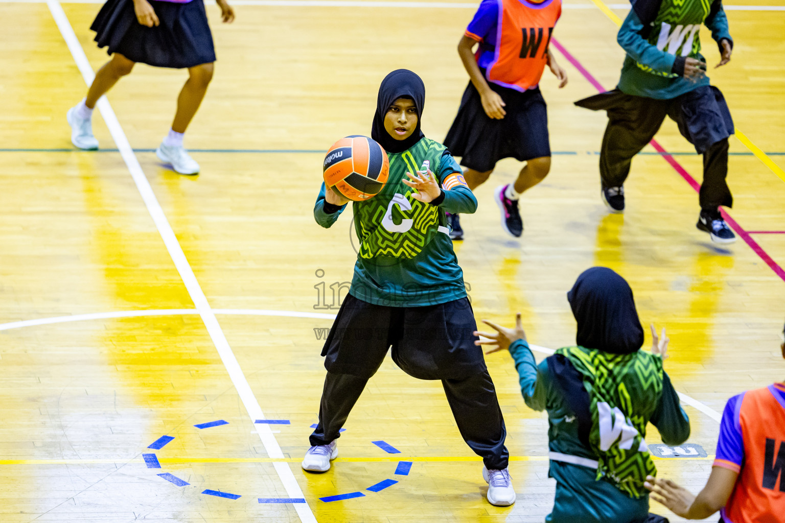 Day 4 of 25th Inter-School Netball Tournament was held in Social Center at Male', Maldives on Monday, 12th August 2024. Photos: Nausham Waheed / images.mv