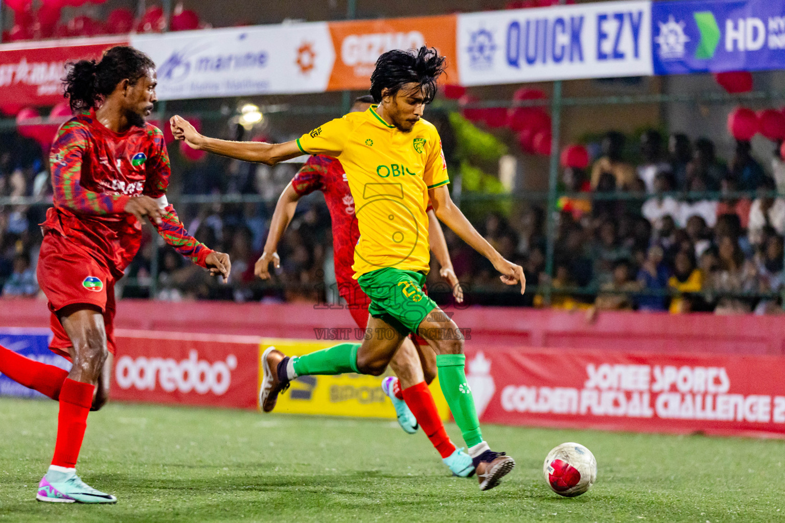 GDh Vaadhoo vs GDh Thinadhoo in Day 27 of Golden Futsal Challenge 2024 was held on Saturday , 10th February 2024 in Hulhumale', Maldives Photos: Nausham Waheed / images.mv