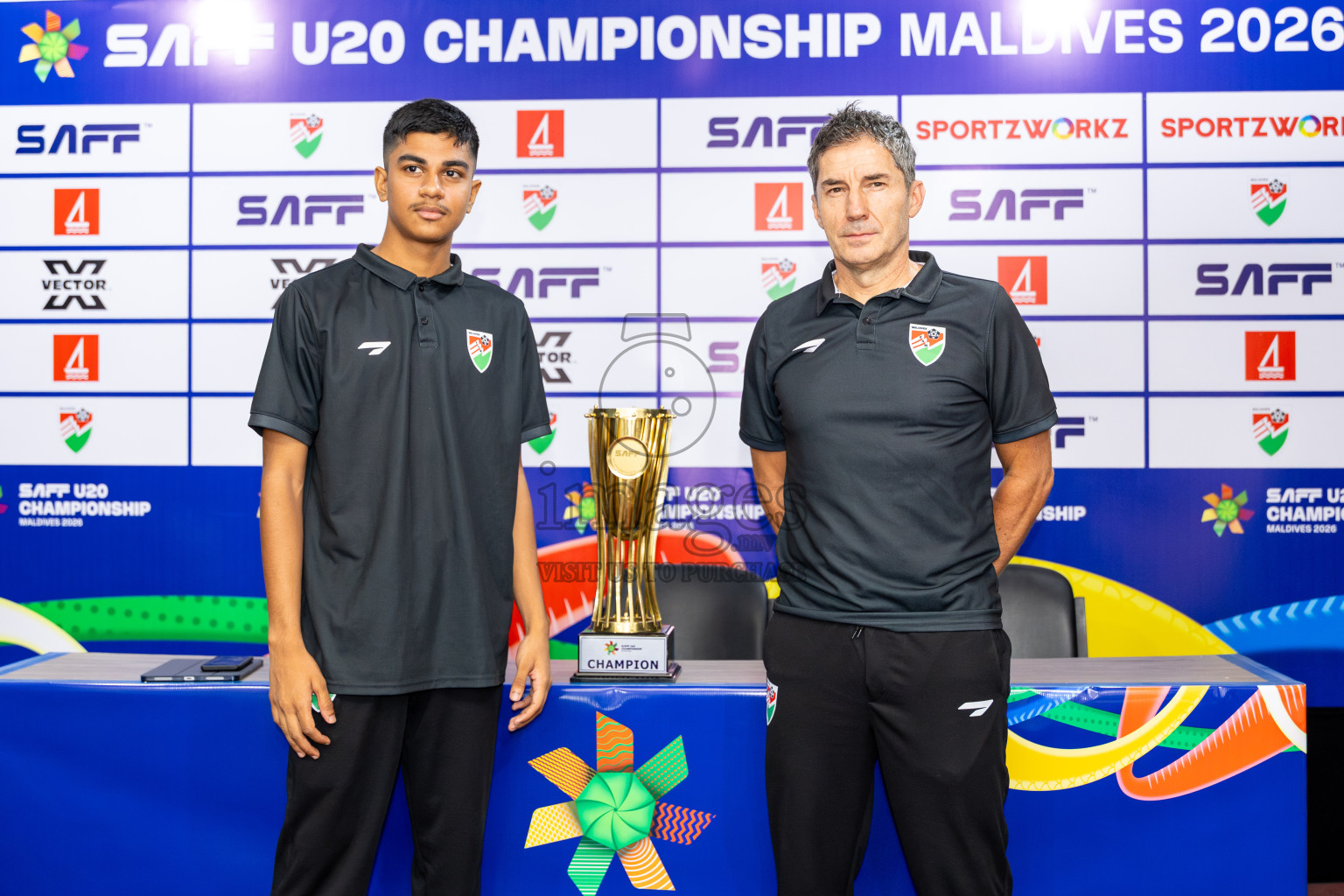 Pre match press conferences of SAFF U20 Championship 2026 was held in National Football Stadium, Male' Maldives on Sunday, 22nd March 2026. 
Photos: Ismail Thoriq / images.mv