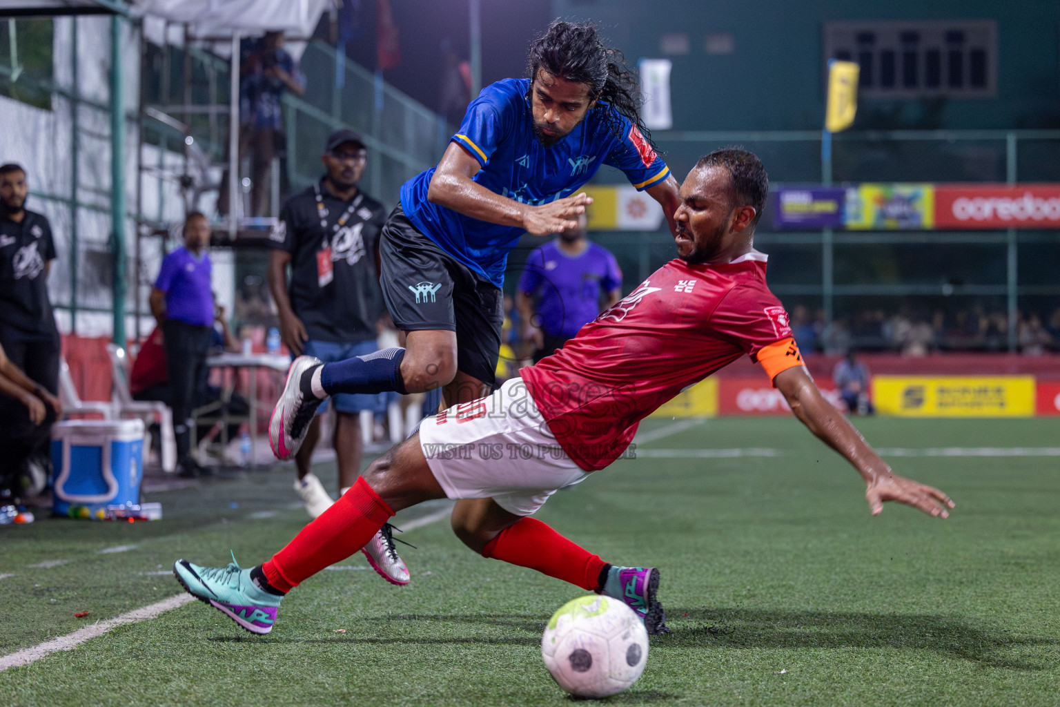 K. Maafushi vs K. Kaashidhoo in Day 28 of Golden Futsal Challenge 2024 was held on Sunday , 11th February 2024 in Hulhumale', Maldives Photos: Mohamed Mahfooz Moosa / images.mv