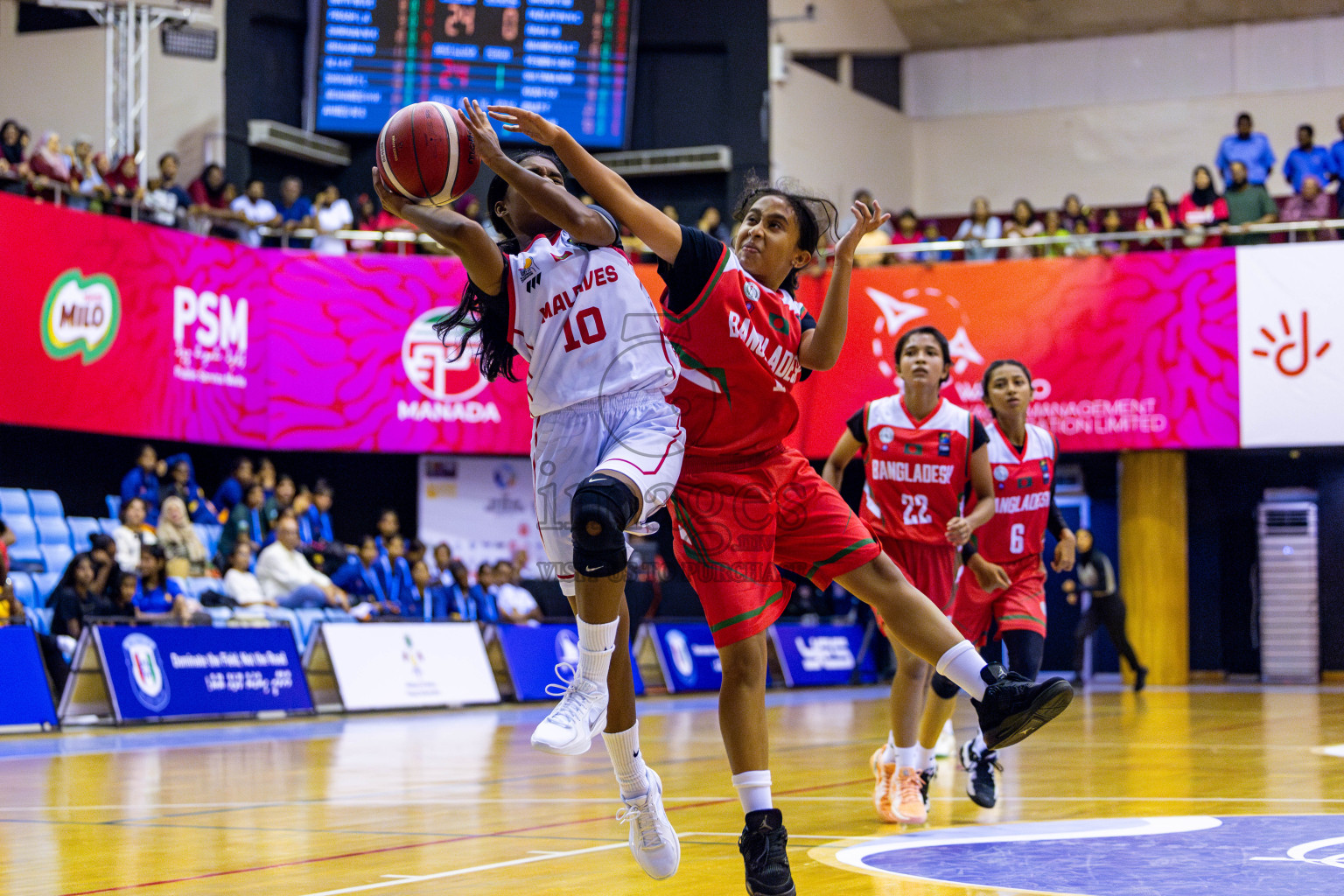 Maldives vs Bangladesh in Day 1 of Under 16 Woman's Asian Cup SABA Qualifiers 2025 was held in Social Center, Male', Maldives on 12th June 2025. Photos: Nausham Waheed / images.mv