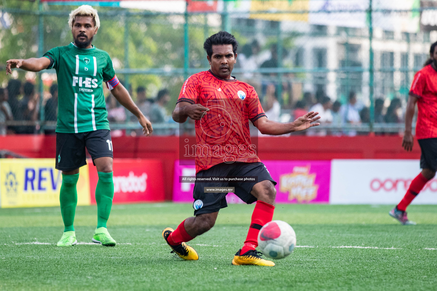 M. Maduvvari vs M. Kolhufushi in Day 6 of Golden Futsal Challenge 2023 on 10 February 2023 in Hulhumale, Male, Maldives