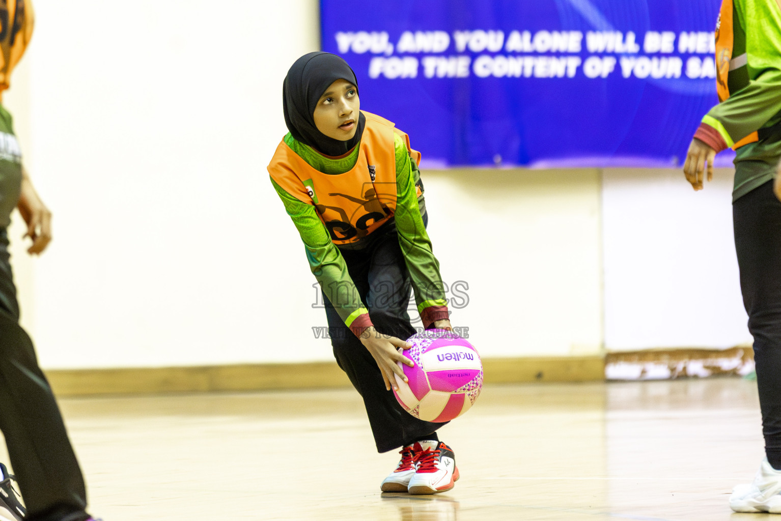 Netkids A vs Fionti A Team in Day 5 of 3rd Netball Junior Championship, held at Social Center on Thursday 23rd January 2025 . Photos: Shuu Abdul Sattar / images.mv
