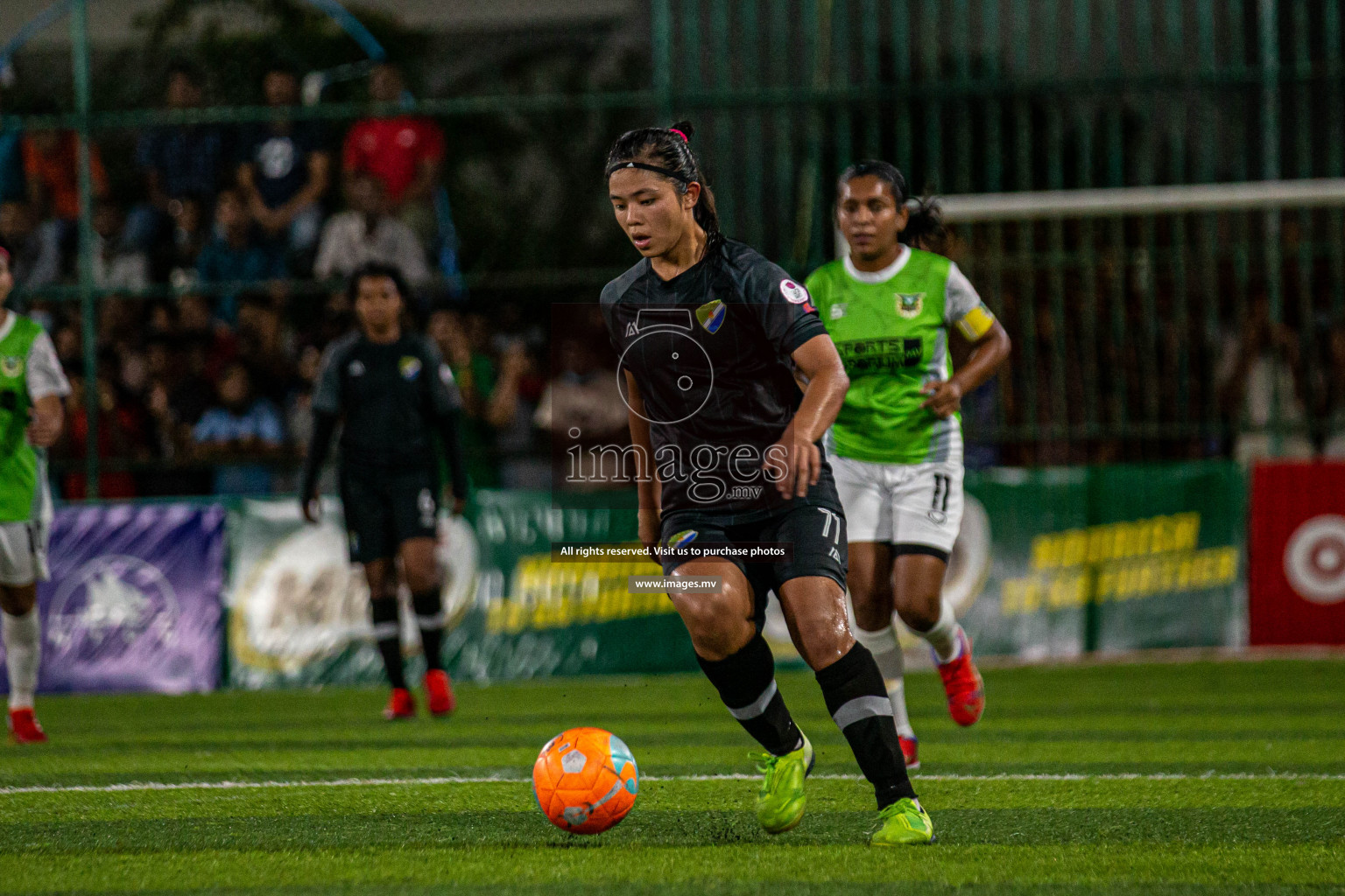 Club WAMCO vs DSC in the Semi Finals of 18/30 Women's Futsal Fiesta 2021 held in Hulhumale, Maldives on 14th December 2021. Photos: Shu Abdul Sattar / images.mv