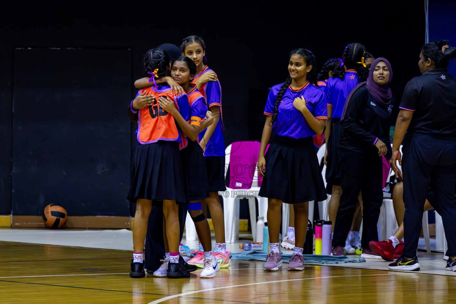 Iskandhar School vs Ghiyasuddin International School in the U15 Finals of Inter-school Netball Tournament held in Social Center at Male', Maldives on Monday, 26th August 2024. Photos: Hassan Simah / images.mv