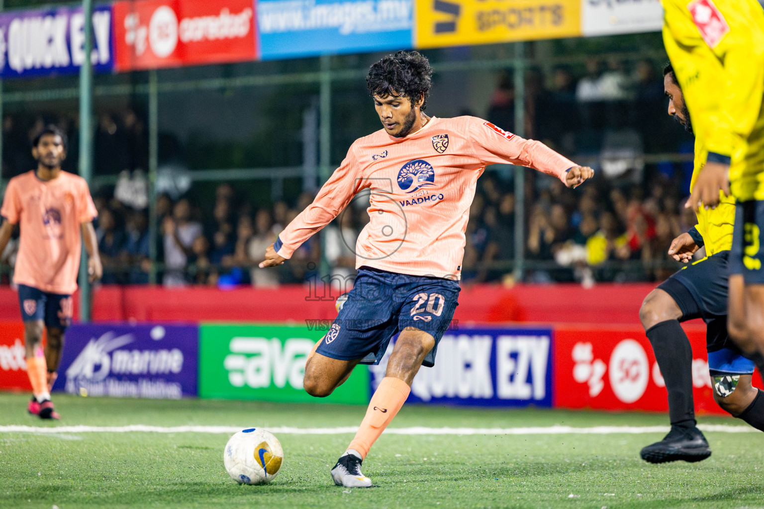 GDh Vaadhoo vs GDh Gadhdhoo in Gaafu Dhaal Atoll Final in Day 24 of Golden Futsal Challenge 2025 was held on Tuesday , 28th January 2025, in Hulhumale', Maldives. Photos: Nausham Waheed / images.mv