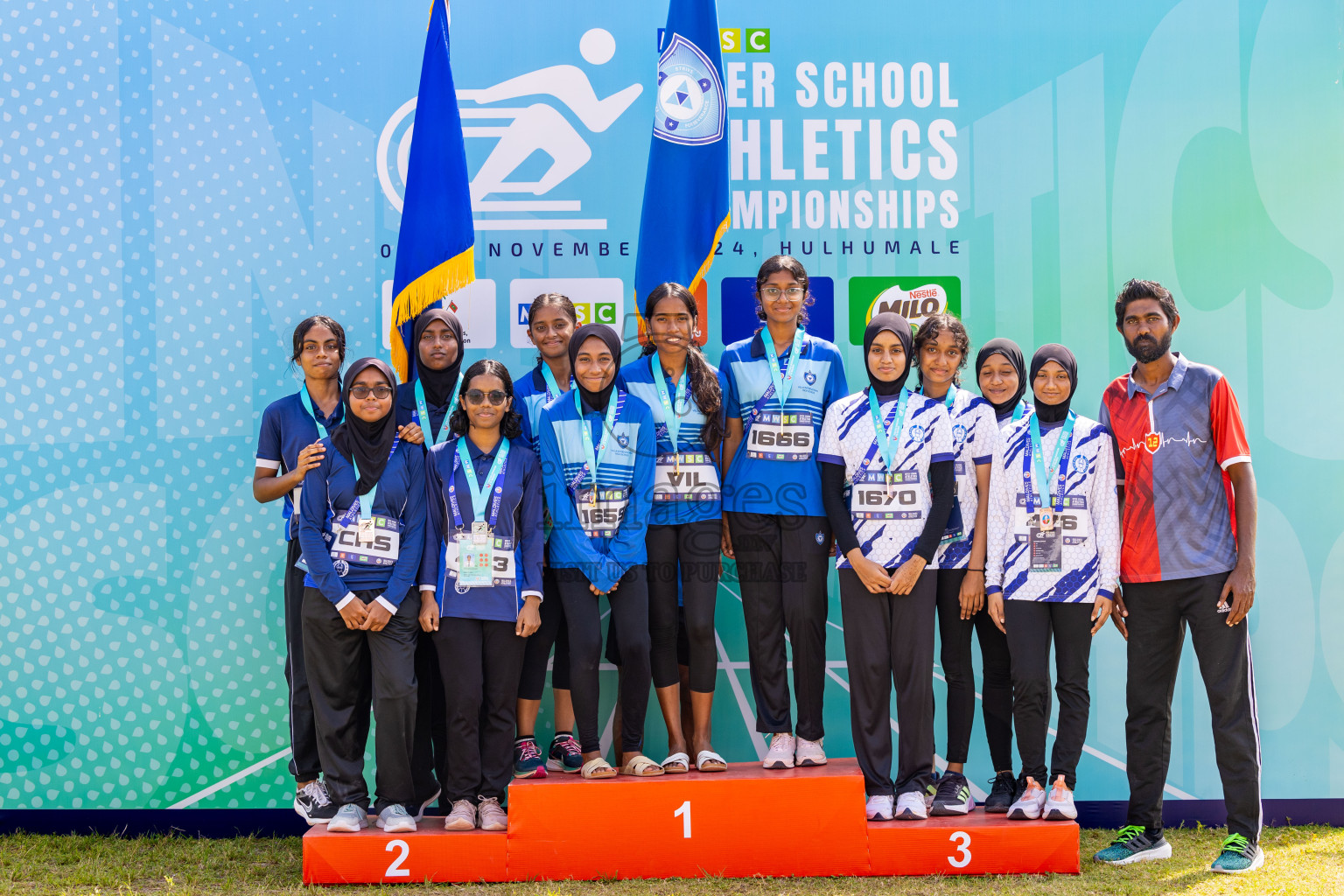 Day 6 of MWSC Interschool Athletics Championships 2024 held in Hulhumale Running Track, Hulhumale, Maldives on Thursday, 14th November 2024. Photos by: Ismail Thoriq / Images.mv