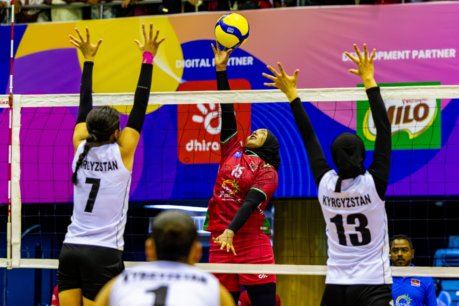 Final of CAVA Woman's Volleyball Challenge Cup 2024 was held in Social Center, Male', Maldives on Wednesday, 11th September 2024. Photos: Nausham Waheed / images.mv