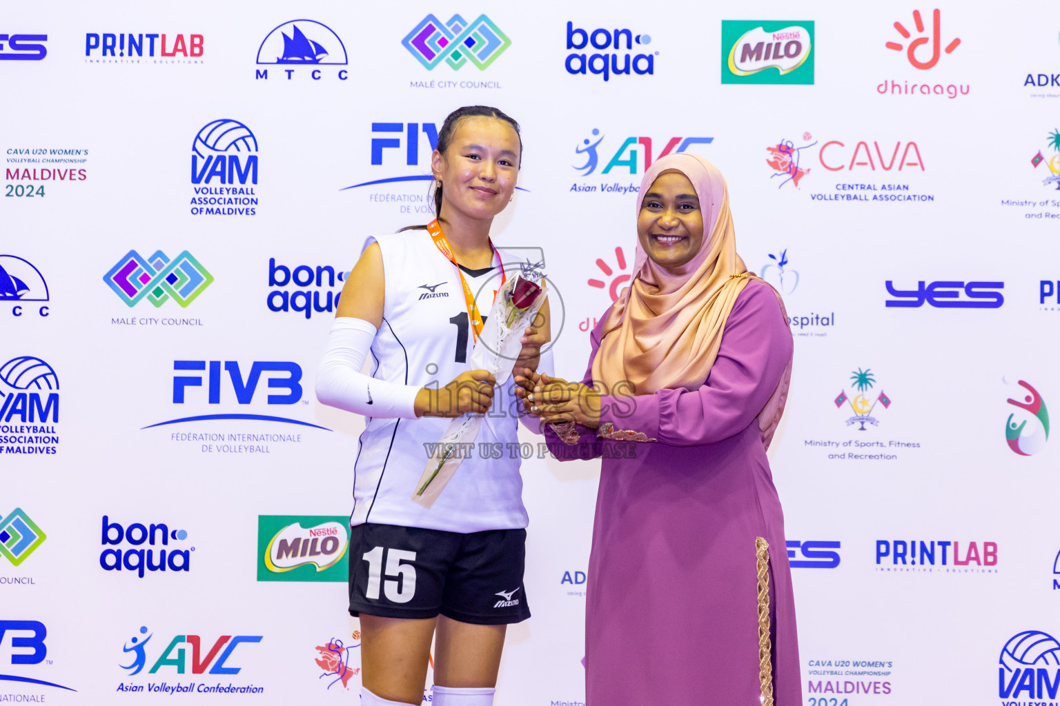 Kyrgyzstan vs Sri Lanka in Final of CAVA U20 Woman's Volleyball Championship 2024 was held in Social Center, Male', Maldives on 23rd July 2024. Photos: Nausham Waheed / images.mv