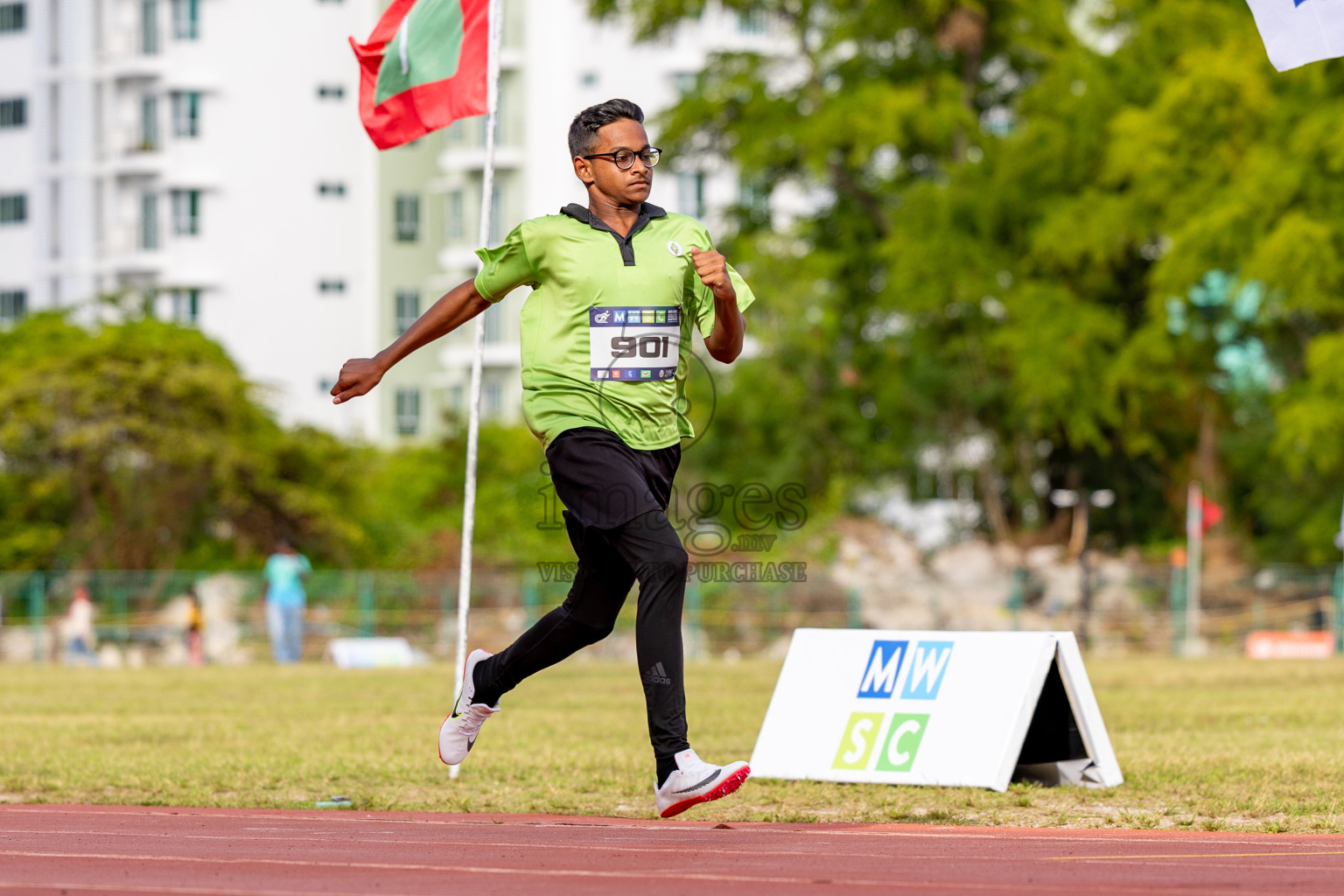 Day 2 of MWSC Interschool Athletics Championships 2024 held in Hulhumale Running Track, Hulhumale, Maldives on Sunday, 10th November 2024. 
Photos by: Hassan Simah / Images.mv