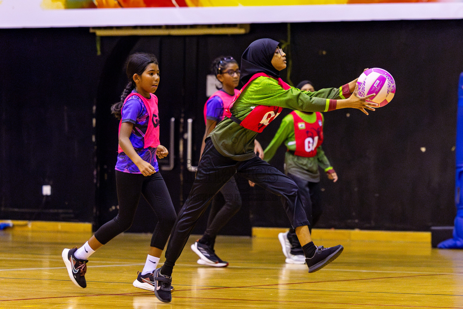 N Sports Academy B vs Fiontti Sports Club U11 Finals of 3rd Netball Junior Championship, held at Social Center on Saturday, 25th January 2025 . Photos: Nausham Waheed / images.mv