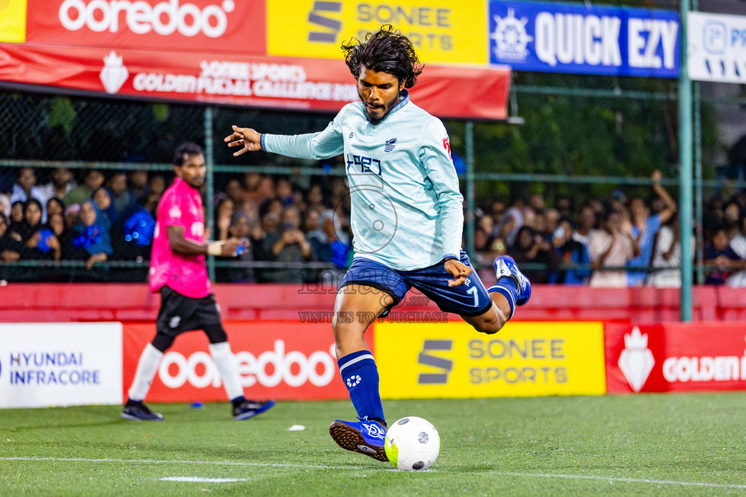 AA Mathiveri vs L Gan in Quarter Finals of Golden Futsal Challenge 2024 which was held on Friday, 1st March 2024, in Hulhumale', Maldives Photos: Nausham Waheed / images.mv